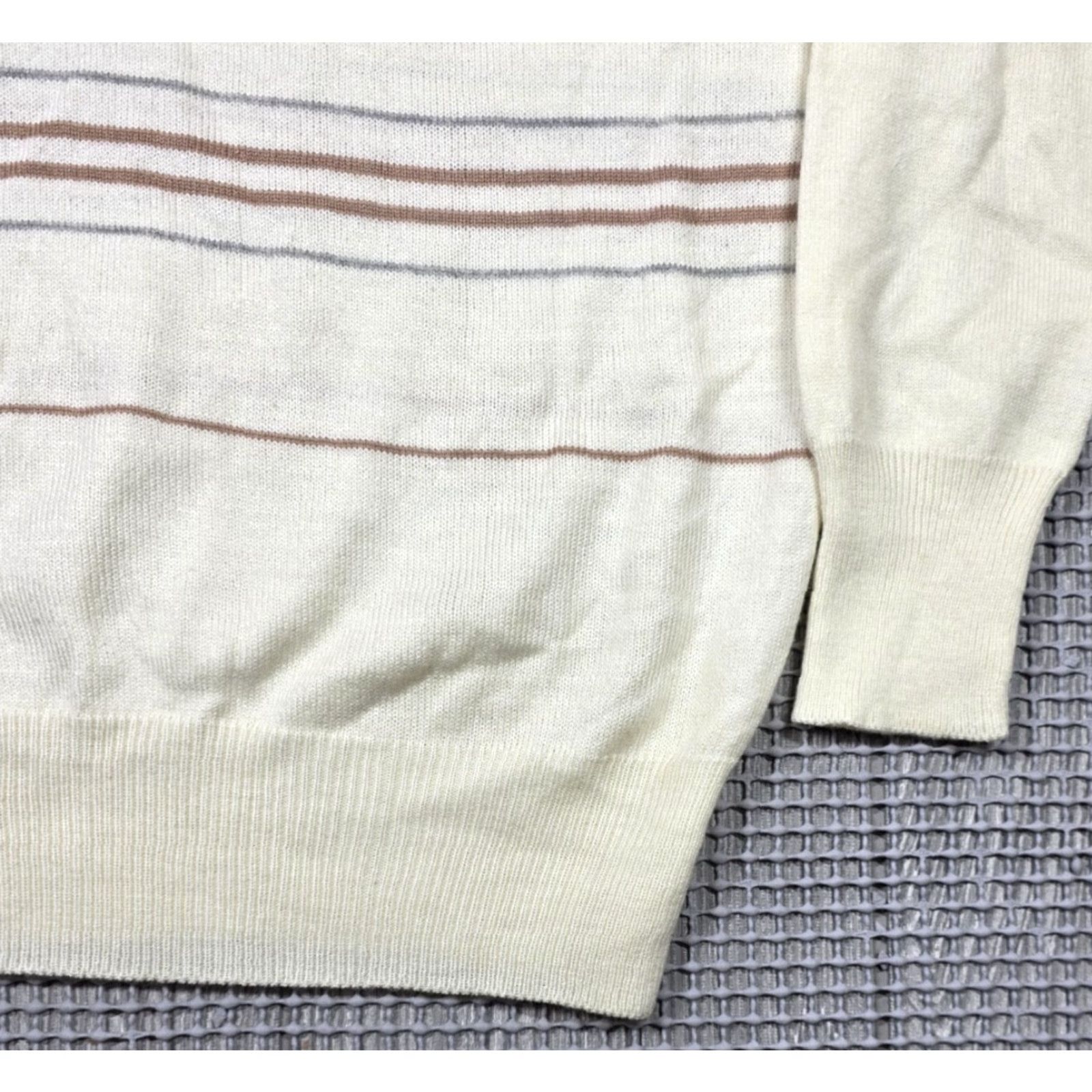 Vintage VINTAGE Andrew St. John Tan Striped Knit Polo Sweater M Loop Collar Shirt Mens Size US M / EU 48-50 / 2 - 5 Thumbnail