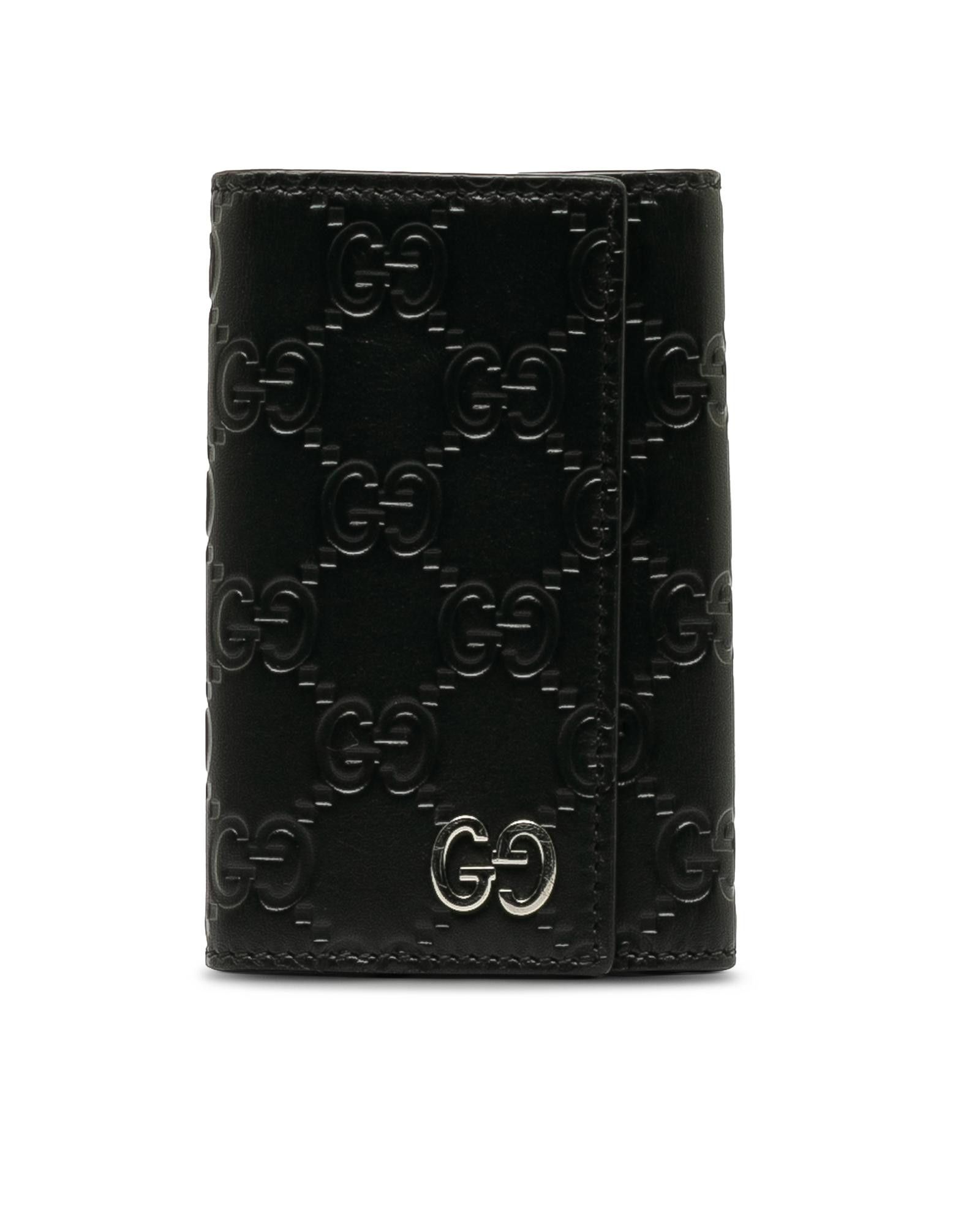 image of Gucci Leather Key Holder With 6 Rings in Black, Women's