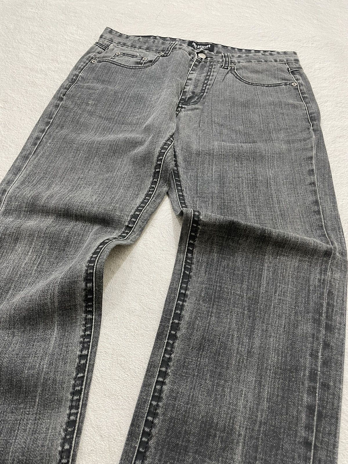 If Six Was Nine 2000s Washed Dark Grey Denim Y2K Size US 32 / EU 48 - 2 Thumbnail