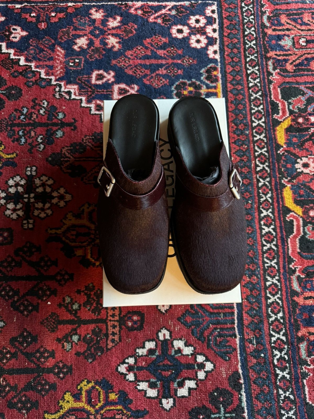 image of Our Legacy Camion Mule Shoes Bordeaux Hair On Hide, Men's (Size 12)