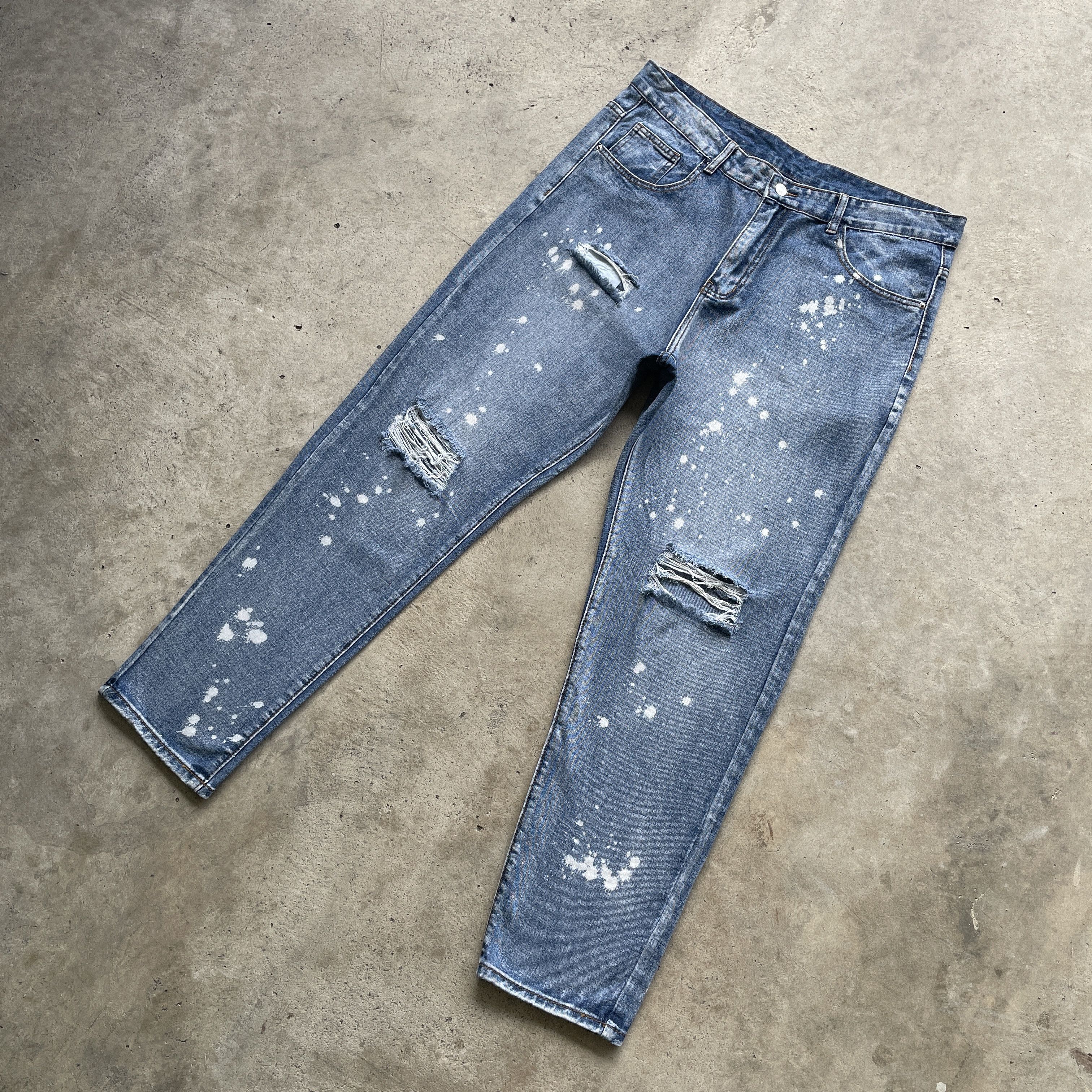 Japanese Brand × Shein Vintage Shein Japan Distressed Splash Painters Jeans Pants Size US 38 / EU 54 - 1 Thumbnail