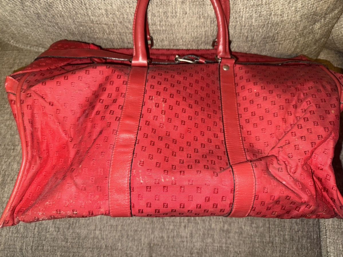 Fendi Fendi Vintage Red Monogram Canvas Duffle Travel Bag Handbag Size ONE SIZE - 2 Thumbnail