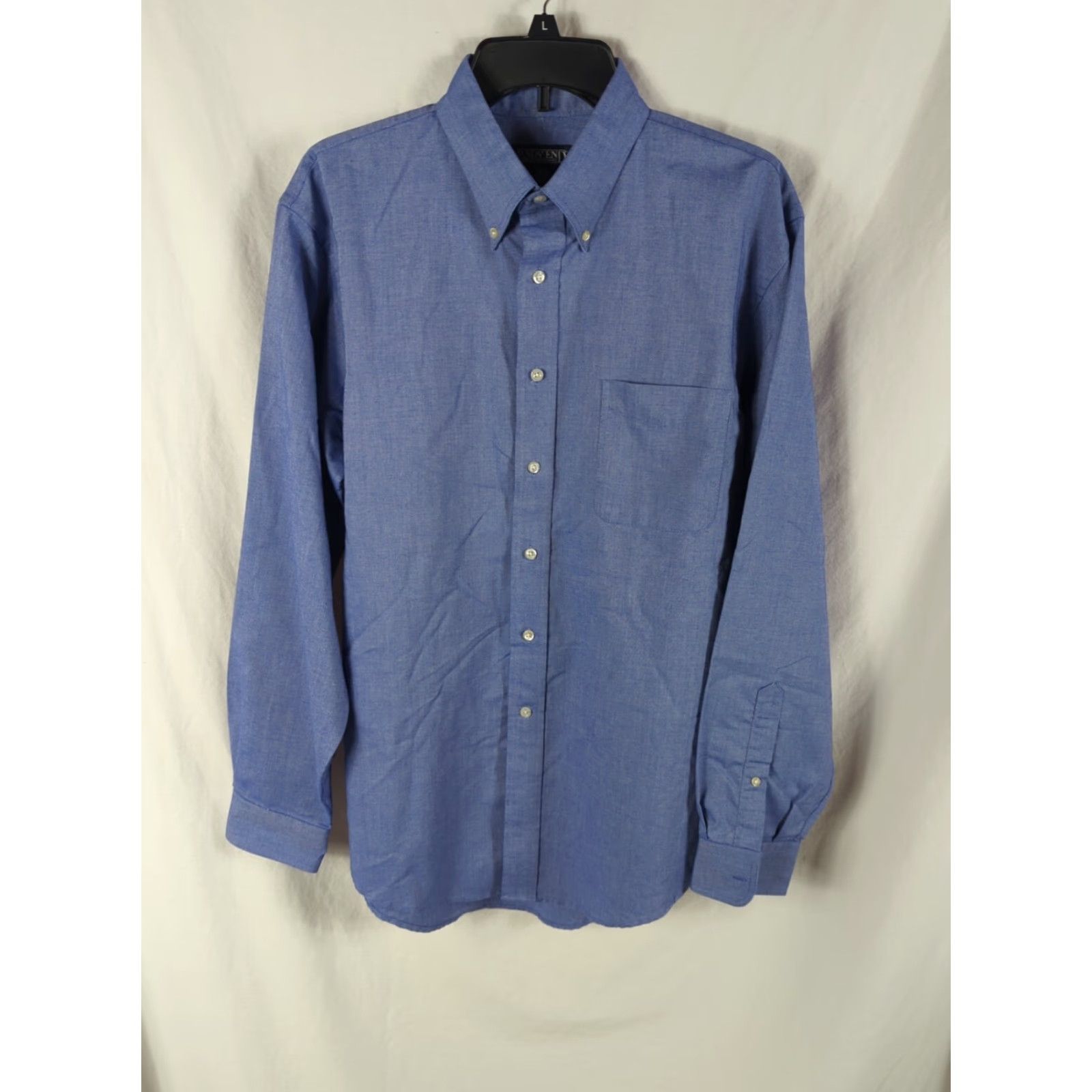 Lands' End Lands' End Men's Button-Down Shirt Blue 16x35 Regular Cotton Polyester Woven Chest Pocket EUC Size US L / EU 52-54 / 3 - 2 Thumbnail