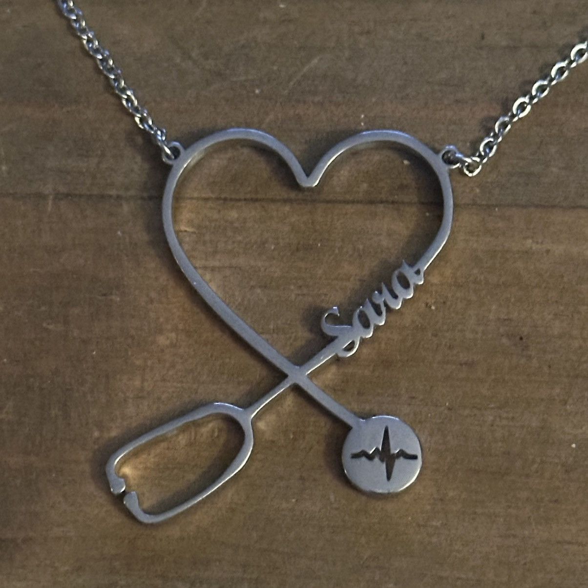 Other Silver tone name Sara stethoscope heart necklace Size ONE SIZE - 3 Thumbnail