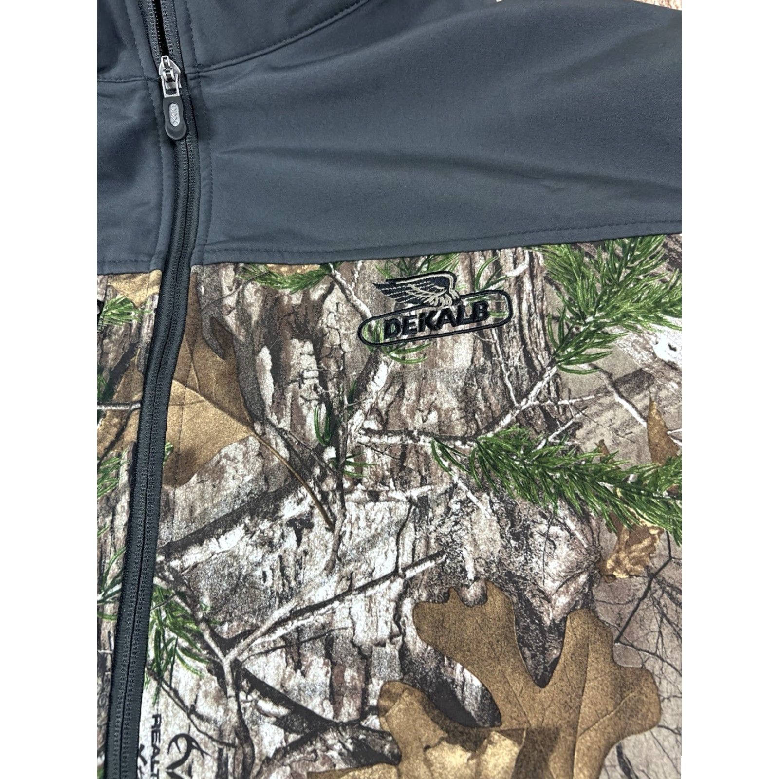 Realtree DRI DUCK Mens Jacket Soft Shell Two-TXL Full Zip Camouflage RealTree Charcoal Camo 2XL Mens Regular Size US XXL / EU 58 / 5 - 3 Thumbnail