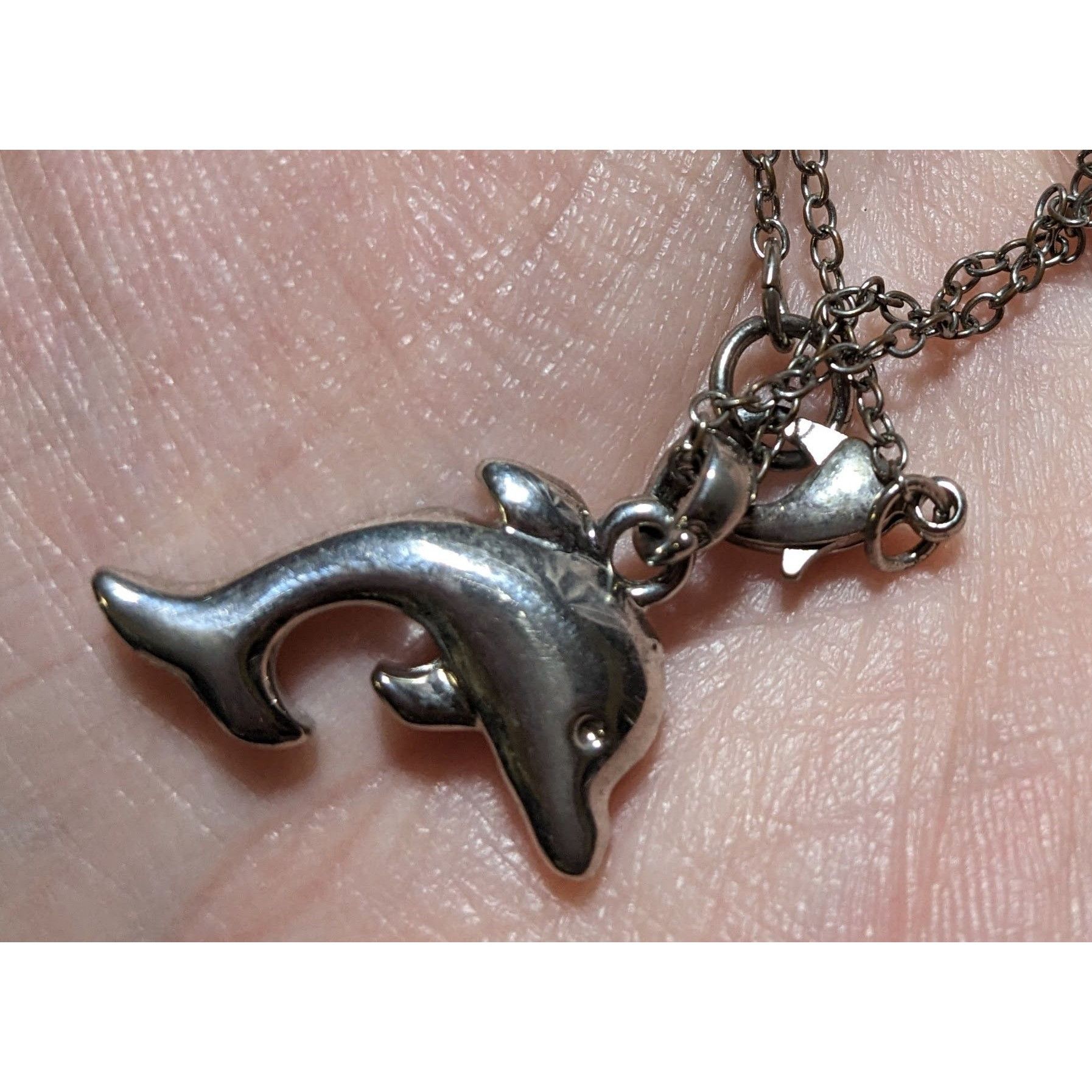 Other Reversible Silver Rhinestone Dolphin Necklace Size ONE SIZE - 12 Thumbnail