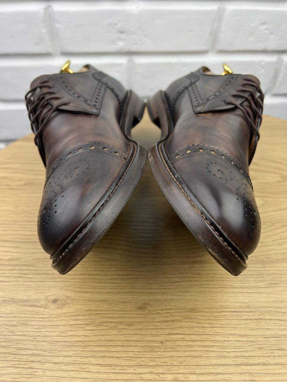 Gucci GUCCI Derby Brogues Leather Shoes Wingtip Brown Men’s Size US 10 / EU 43 - 7 Thumbnail