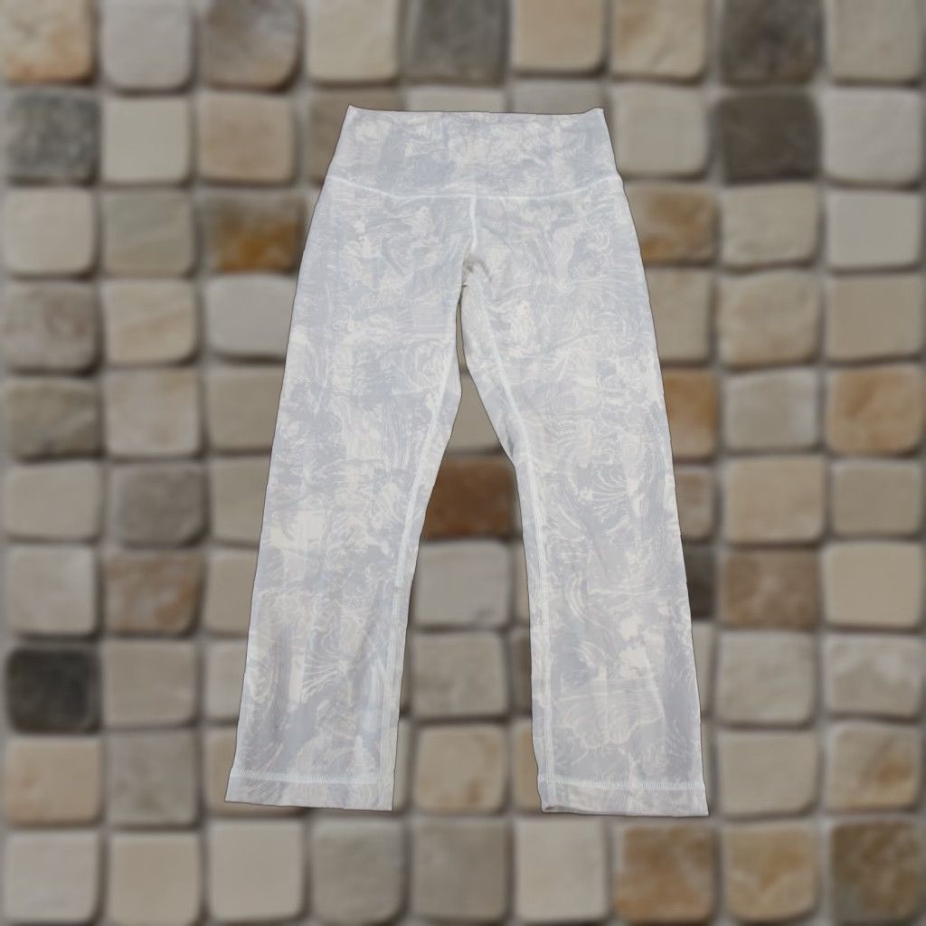 Lululemon Lululemon Leggings Wunder Under Crop HR Eternal Wave White Gray Womens 6 Size 28" / US 6 / IT 42 - 1 Thumbnail