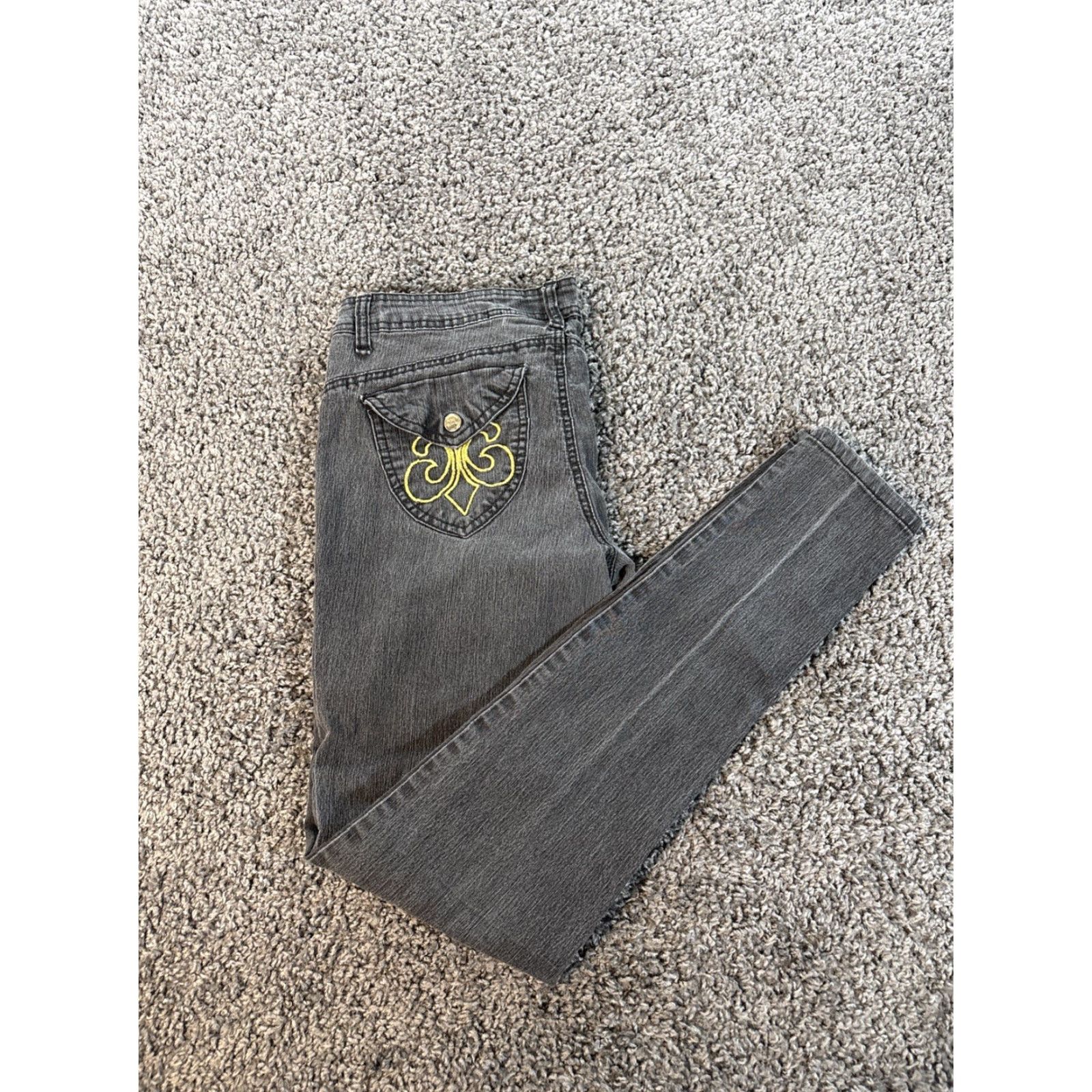 Denime Dereon Slim Jeans Women's Jeans Blue 5-Pocket Denim Bootcut Stretch Regular Size 34 Inseam 33 Dark Wash Y2K Embroidered Flap Pocket Pulse Vintage: No Size 24" / US 00 / IT 34 - 2 Thumbnail