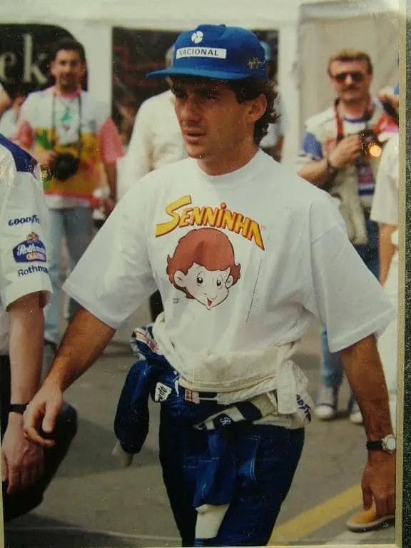Anime Vtg Ayrton Senna Senninha Cartoon formula one 1996 Size US M / EU 48-50 / 2 - 2 Thumbnail