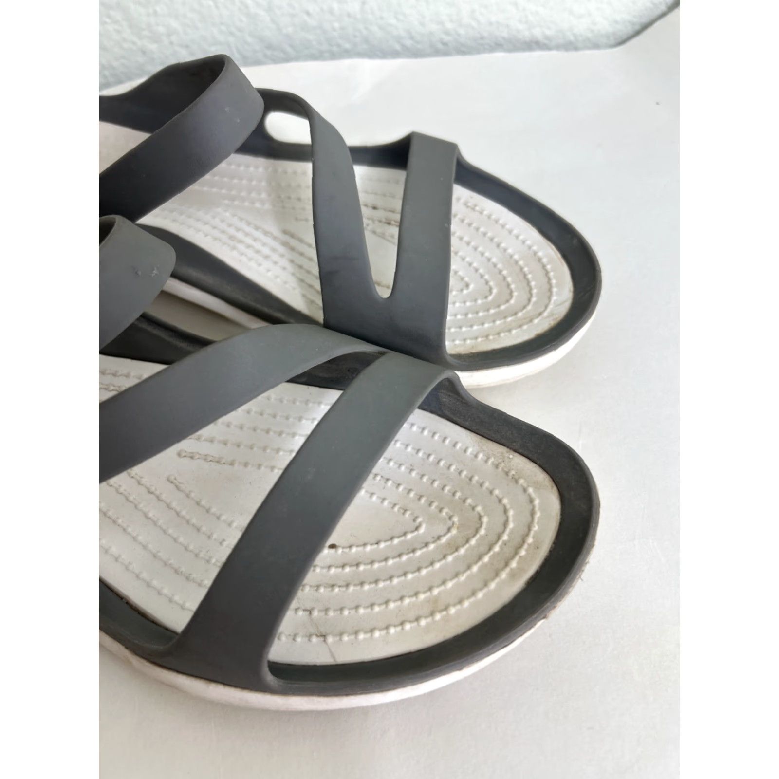 Crocs Crocs Sandals Womens 10 Swiftwater Iconic Comfort Slip On Gray White Beach Casual Outdoor Beach Womens Size US 10 / IT 40 - 2 Thumbnail