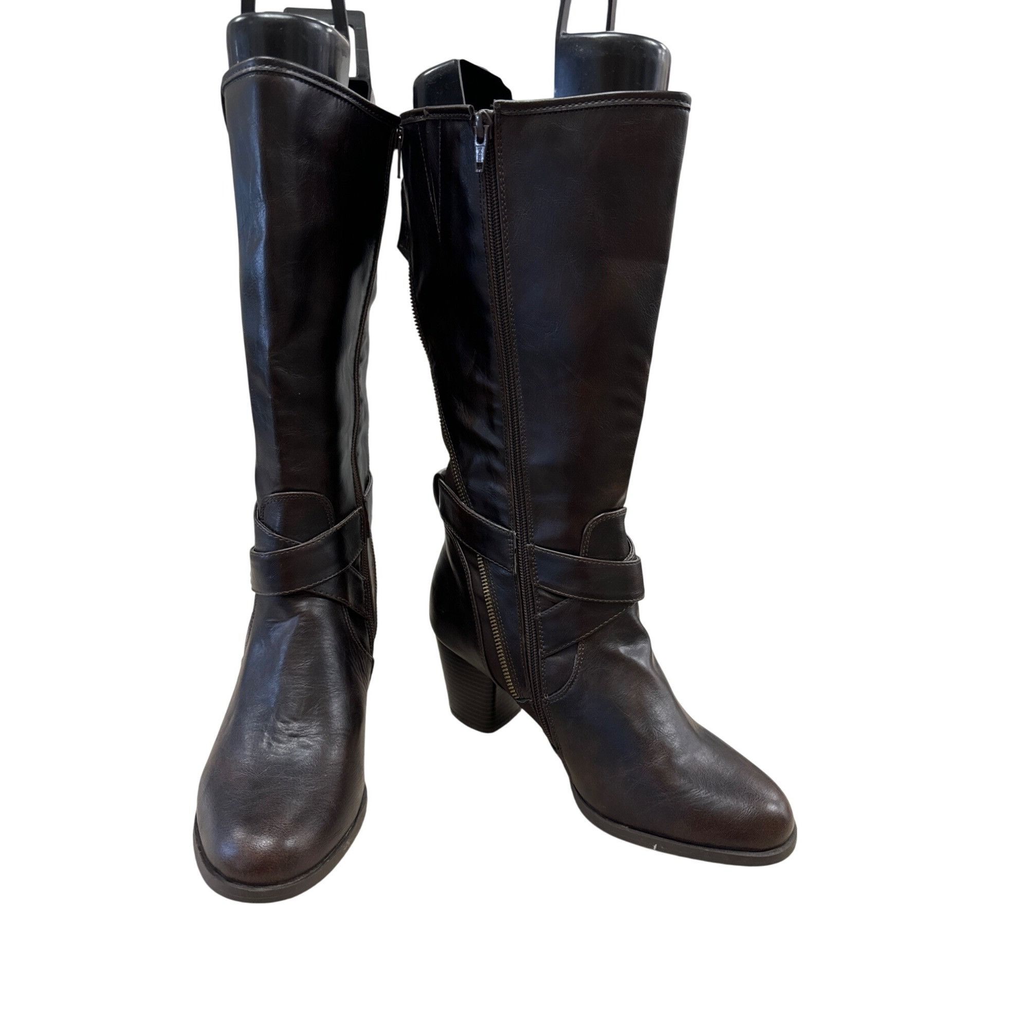 Designer Rialto Womens Brown Leather Knee-High Boots Size 10M SKU 696 Size US 10 / IT 40 - 1 Thumbnail