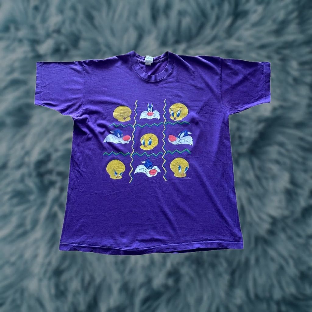 Vintage VINTAGE 1997 LOONEY TUNES Sylvester Tweety Purple T-Shirt L Adults 90s Cartoon Disney Warner Bros Cat Funny Size US L / EU 52-54 / 3 - 1 Thumbnail
