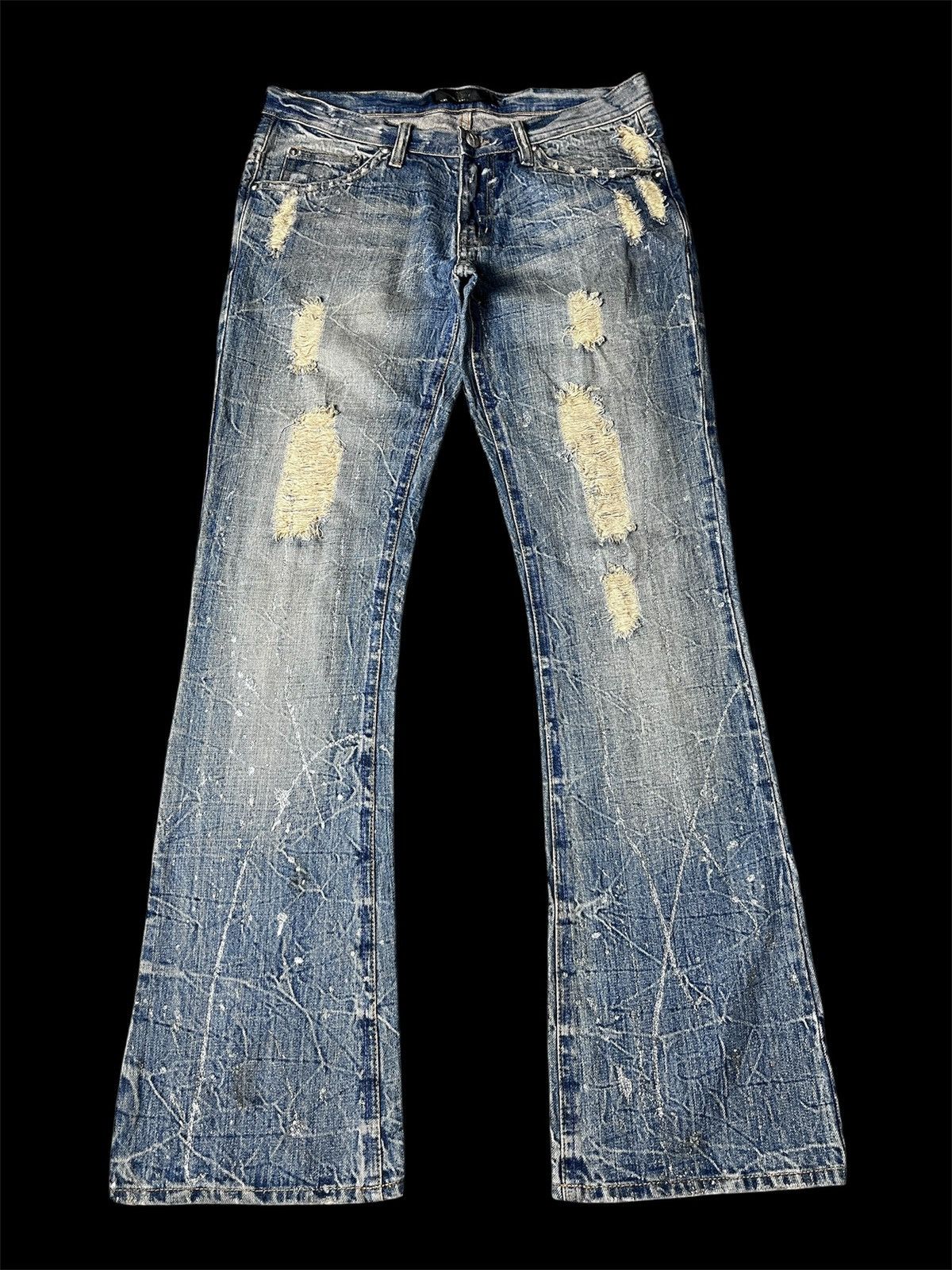 Japanese Brand Midas Distressed Crash flare demin Size US 30 / EU 46 - 3 Thumbnail