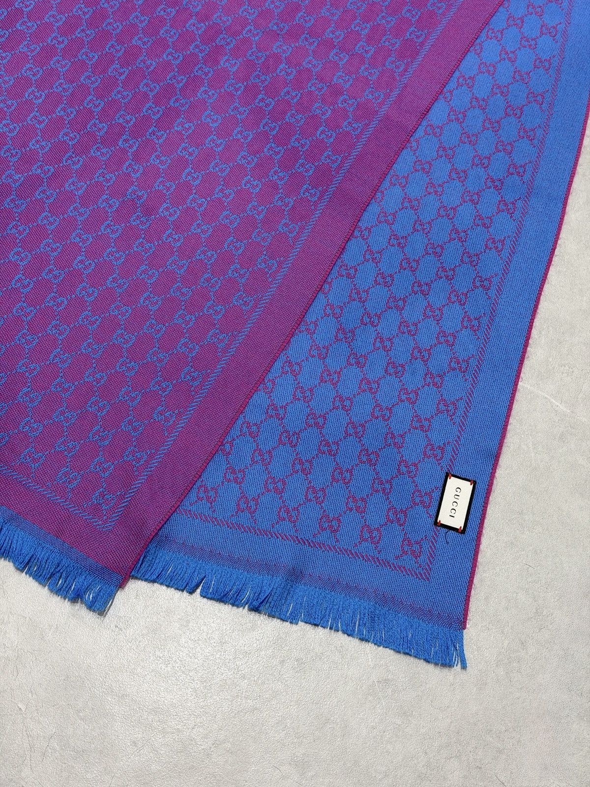 Gucci GUCCI GG Monogram Wool Scarf Purple Blue Demna Nettspend Size ONE SIZE - 6 Thumbnail