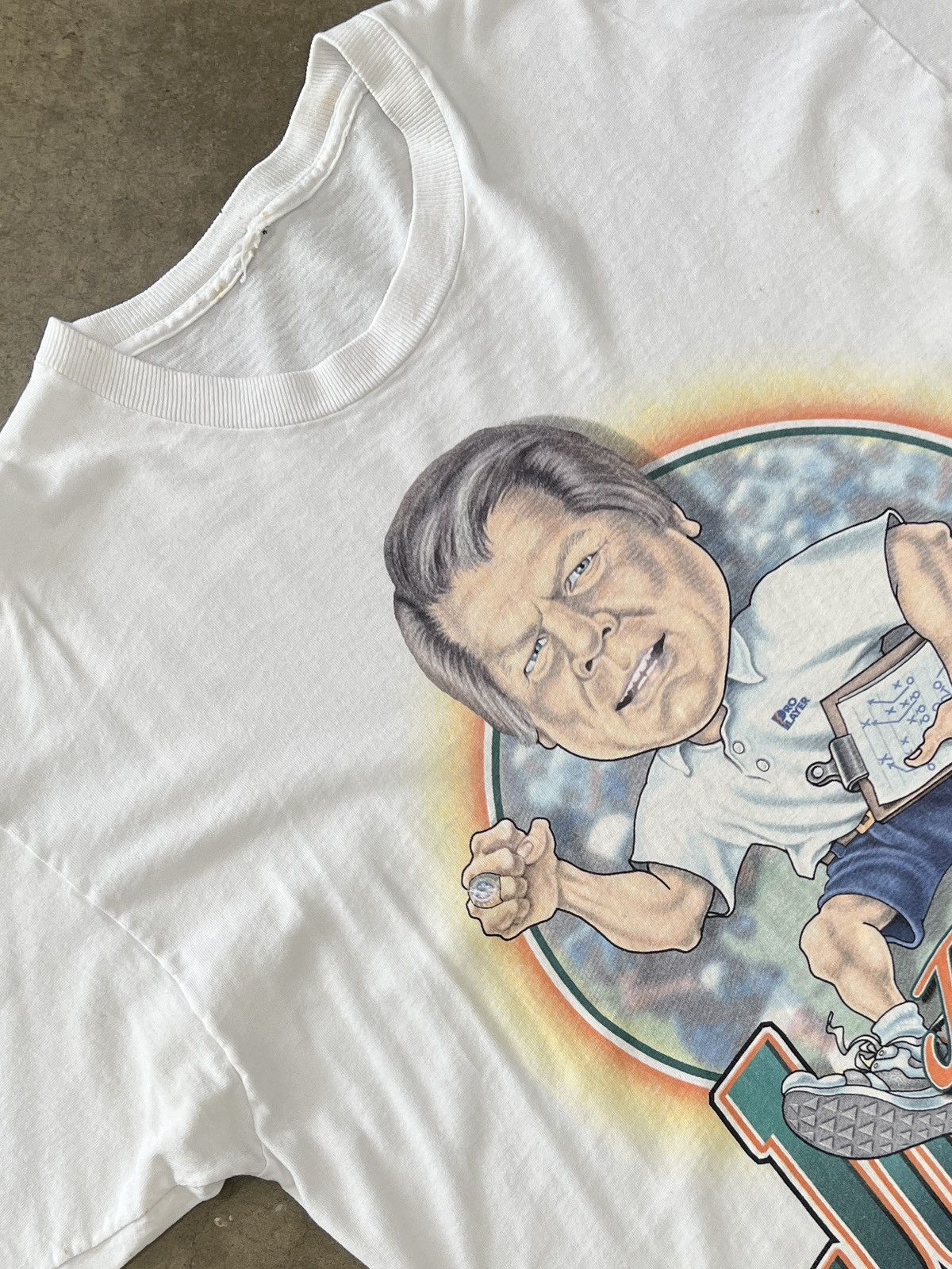 NFL Vintage 90s NFL Miami Dolphins Jimmy Johnson Coach Tee XL Size US XL / EU 56 / 4 - 1 Thumbnail