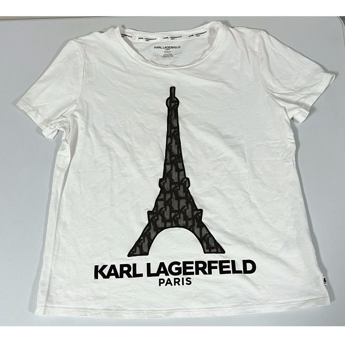 Karl Lagerfeld Karl Lagerfeld Eiffel Tower, Paris T-Shirt Top Tee Size M 🖤✨ Size US M / EU 48-50 / 2 - 1 Thumbnail