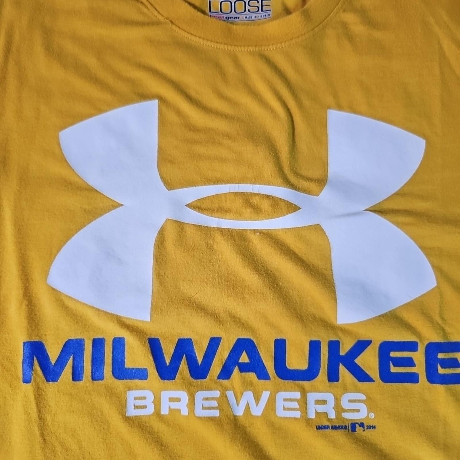 Under Armour Under Armour L Loose Milwaukee Brewers yellow Tshirt Size ONE SIZE - 2 Thumbnail