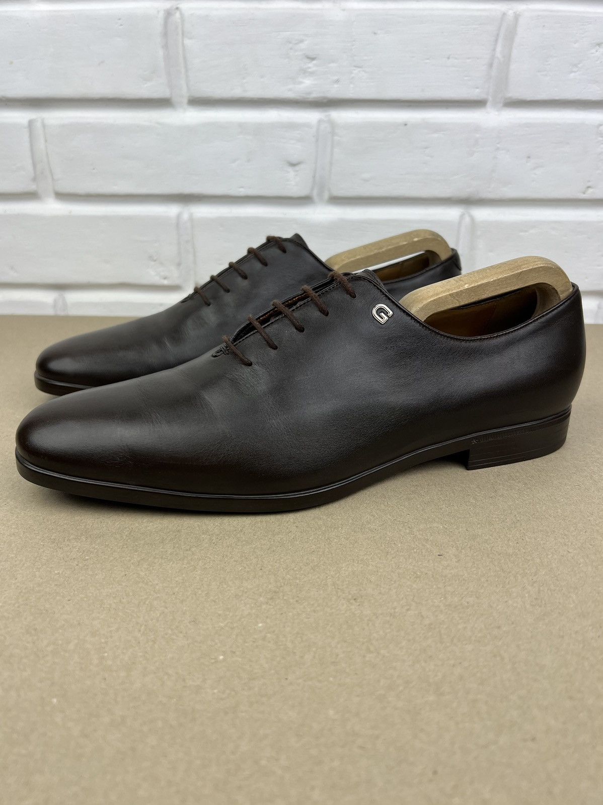 Gucci GUCCI Oxfords Leather Shoes Lace Up GG Metal Logo Brown Mens Size US 8.5 / EU 41-42 - 4 Thumbnail
