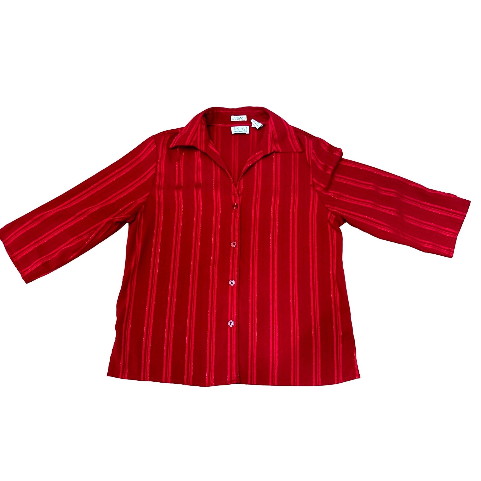 Other 1830 Stretch Vintage Red Blouse Fitted Button Front Size PS Size S / US 4 / IT 40 - 8 Thumbnail