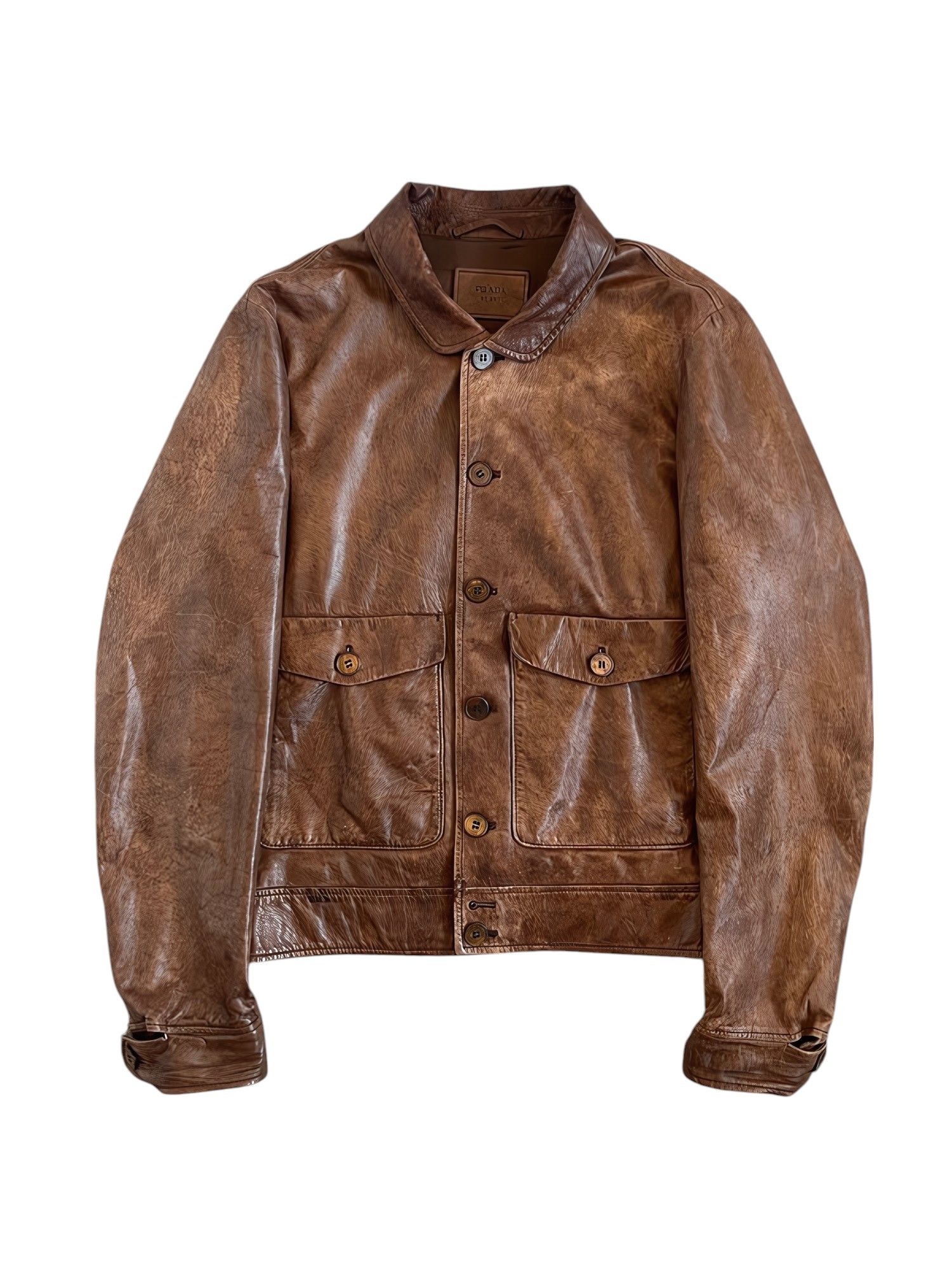 Prada Vintage Prada Leather Coat Archive Jacket | Grailed