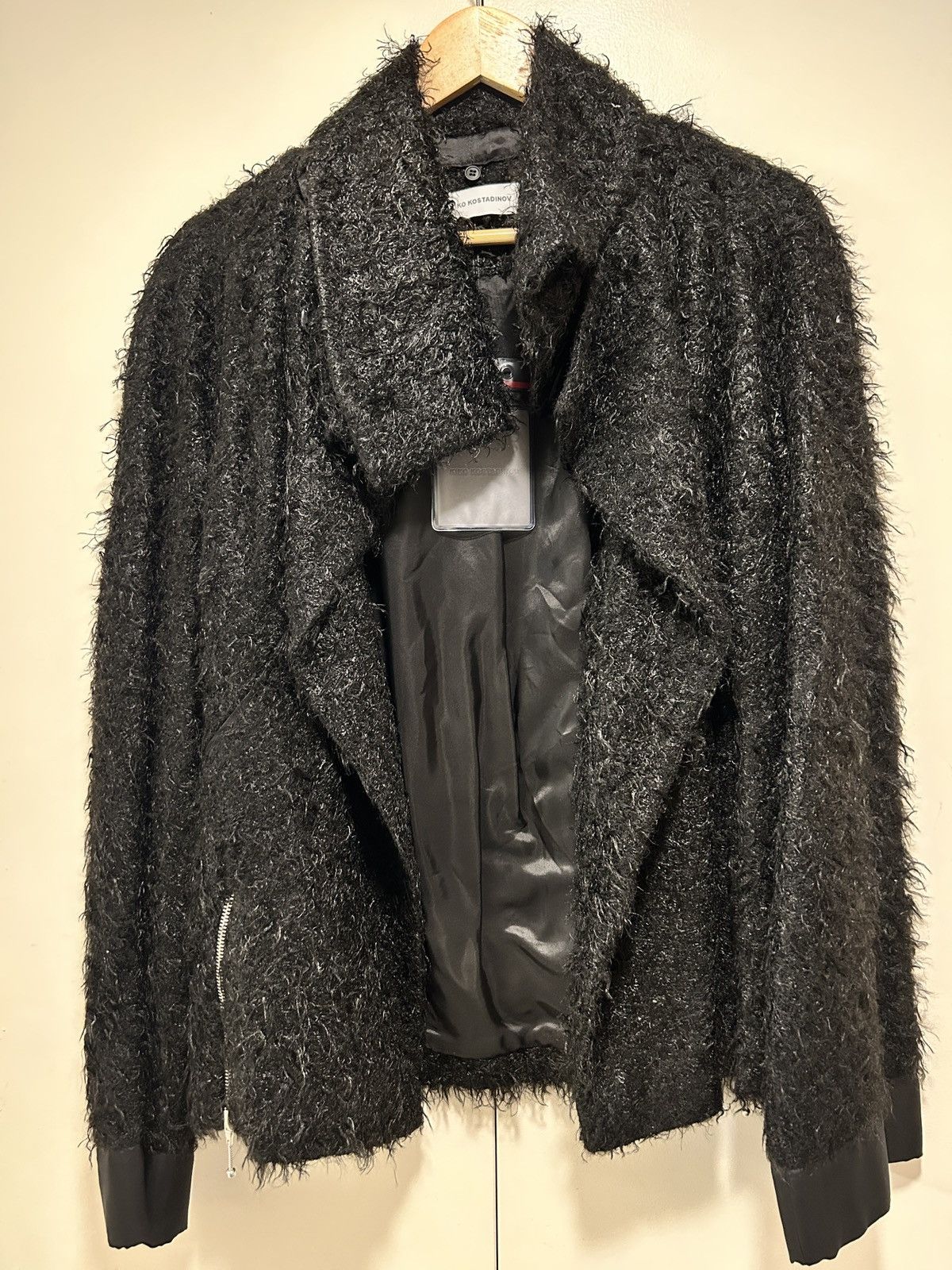 image of Kiko Kostadinov F/w 19 Goff Zip Darted Jacket Furry Black, Men's (Size Small)