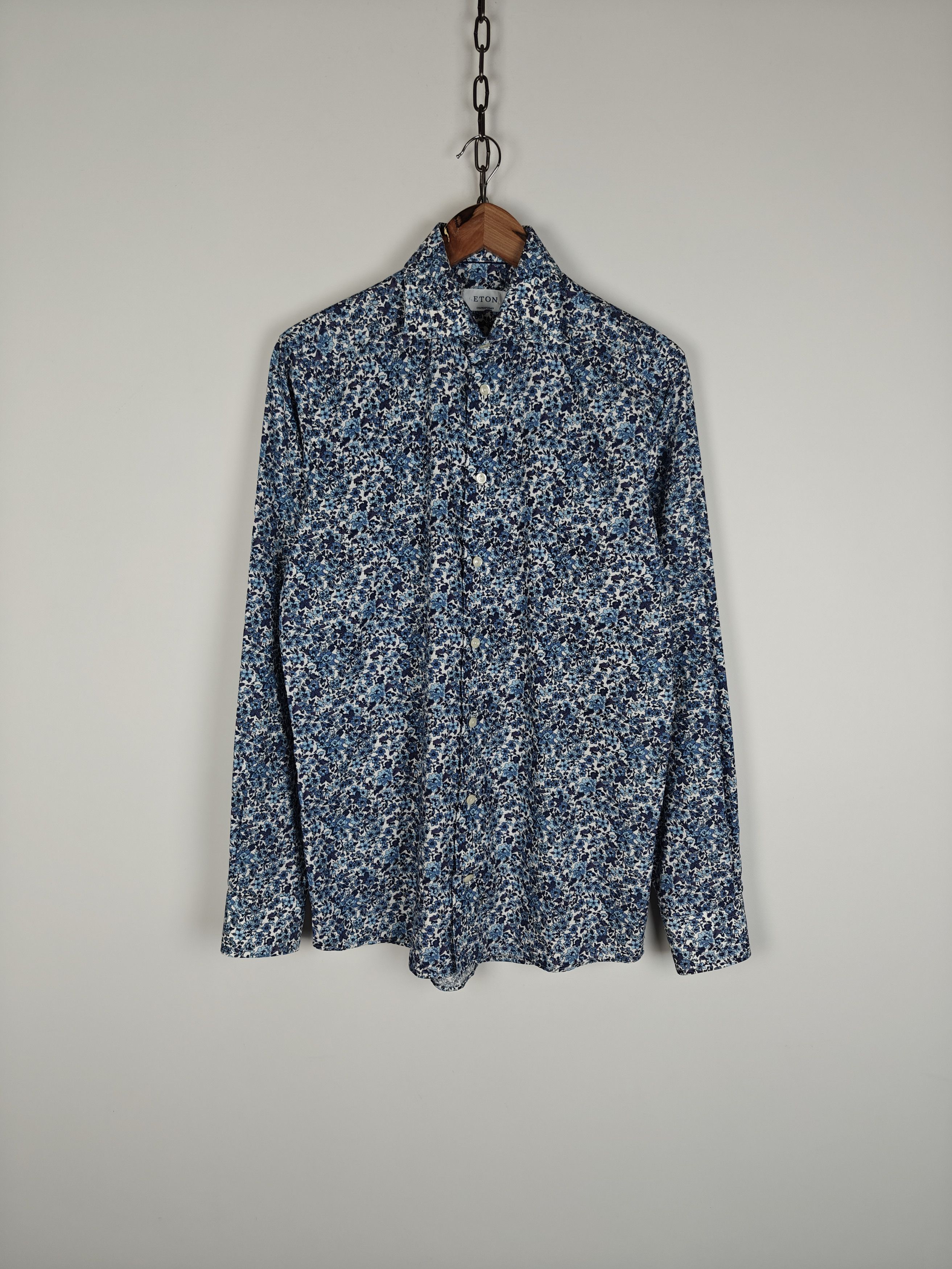 Eton ETON Poplin Floral Shirt Contemporary size 38/15 Size US M / EU 48-50 / 2 - 1 Thumbnail