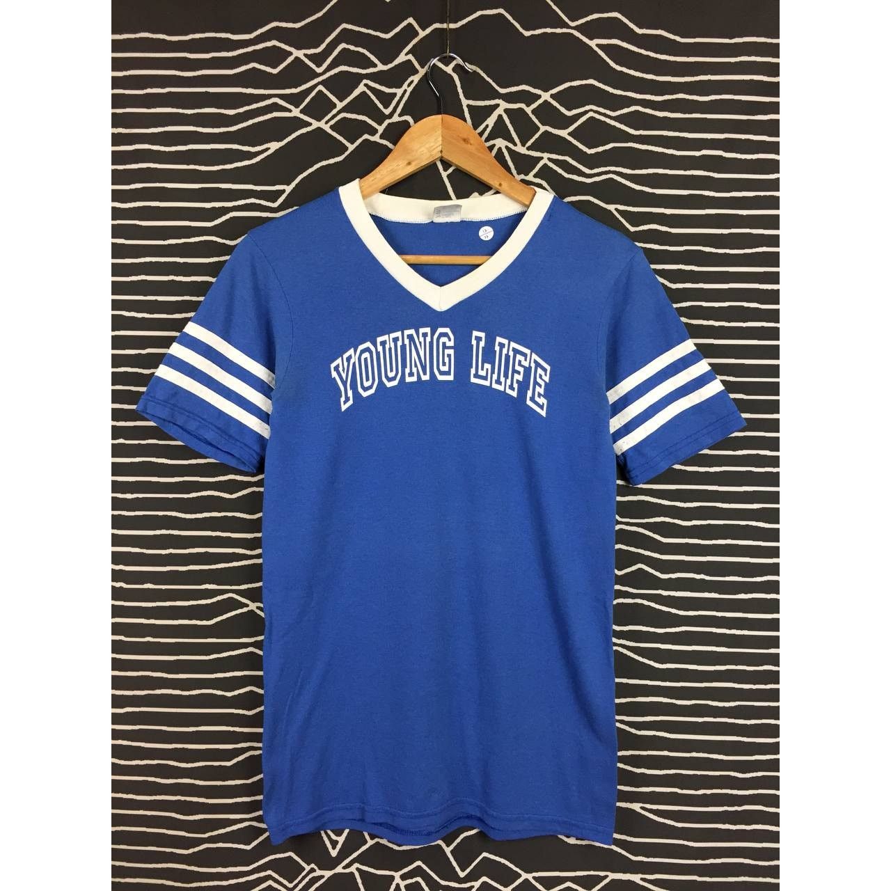 Augusta Sportswear × Vintage Vtg 50/50 Augusta Sportswear Young Life Sleeve Stripe Tee Size US S / EU 44-46 / 1 - 1 Thumbnail