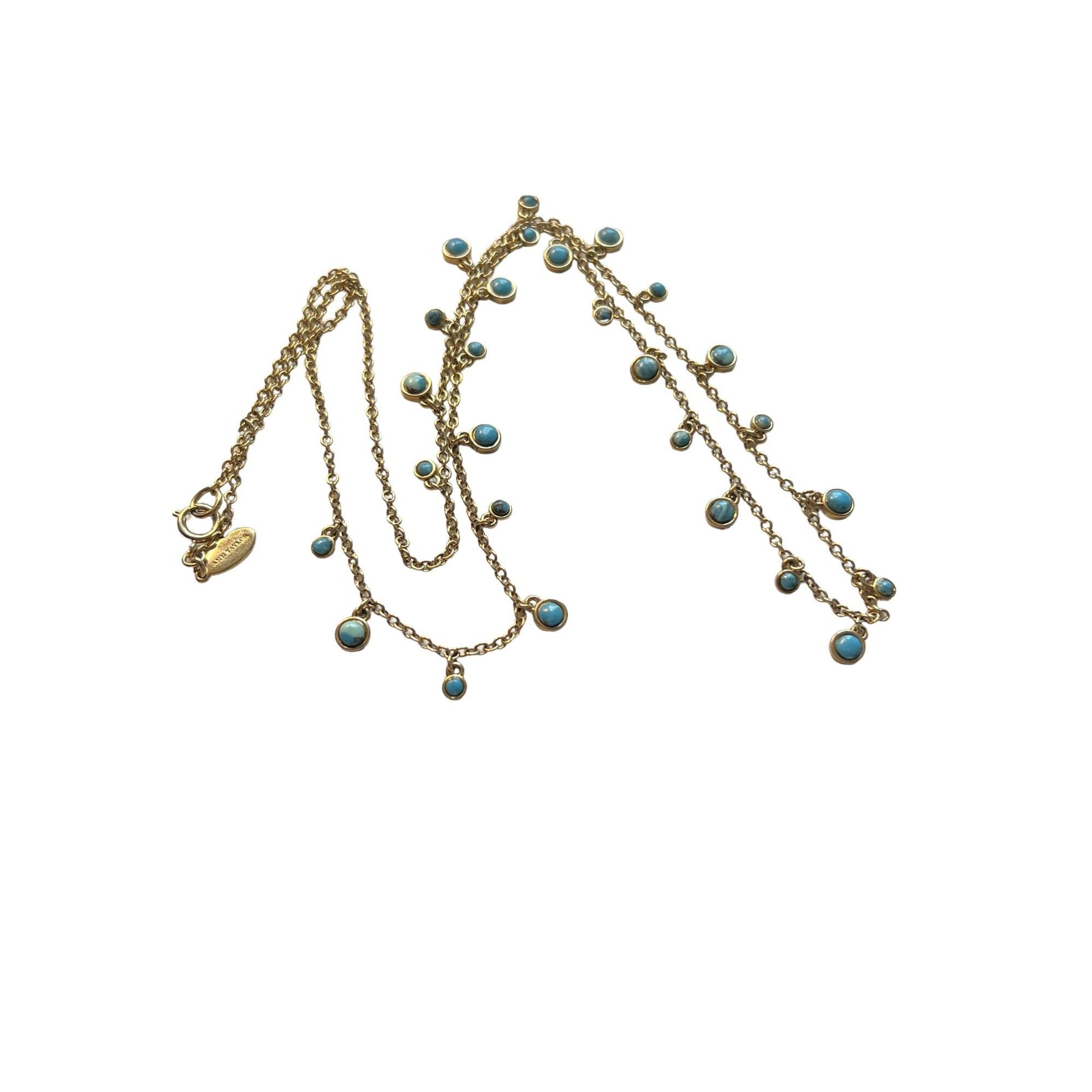 Ann Taylor Vintage Ann Taylor Necklace Gold Tone Faux Turquoise Dangles Size ONE SIZE - 1 Thumbnail