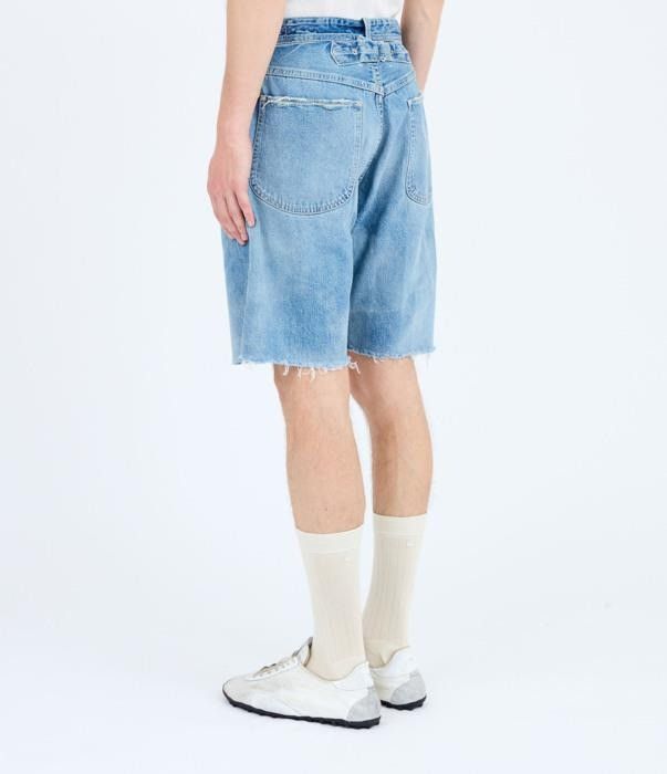 Maison Margiela o1bcso1str0526 Distressed Denim Short in Light Blue Size US 34 / EU 50 - 4 Thumbnail