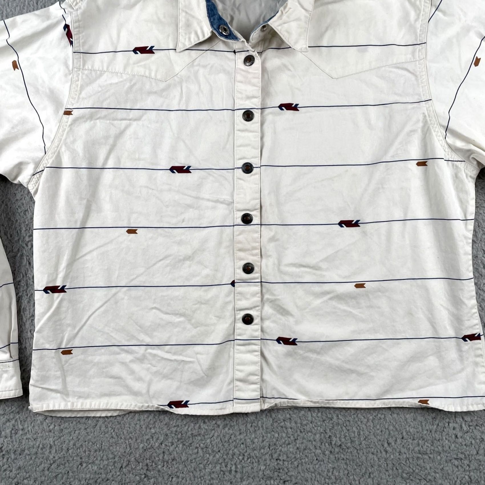 Wrangler VINTAGE Wrangler Women’s Long Sleeve Button-Up Shirt White Western Arrows L Women’s Regular Cotton Size L / US 10 / IT 46 - 4 Thumbnail