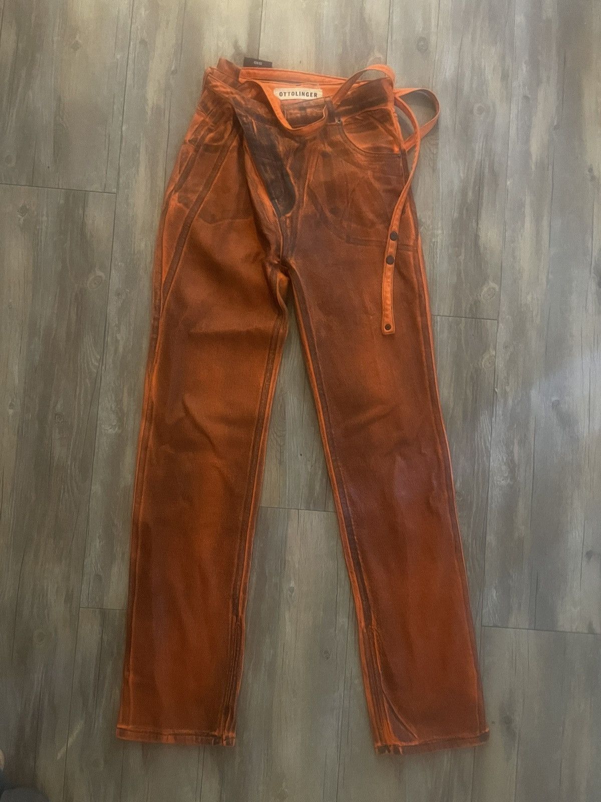 Ottolinger OTTOLINGER Orange & Black Painted Denim Pants Size 28" / US 6 / IT 42 - 2 Thumbnail