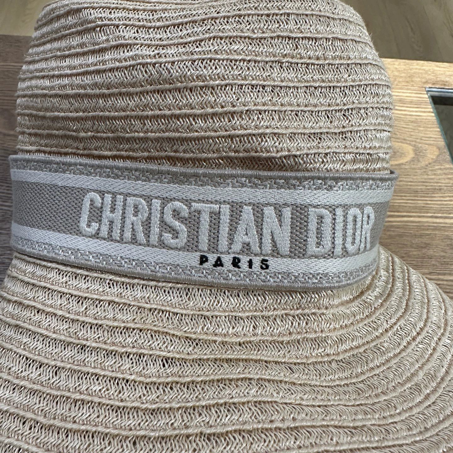 Christian Dior Monsieur Christian Dior may671 Logo Lettered Woven Straw Hat 57 Size ONE SIZE - 3 Thumbnail