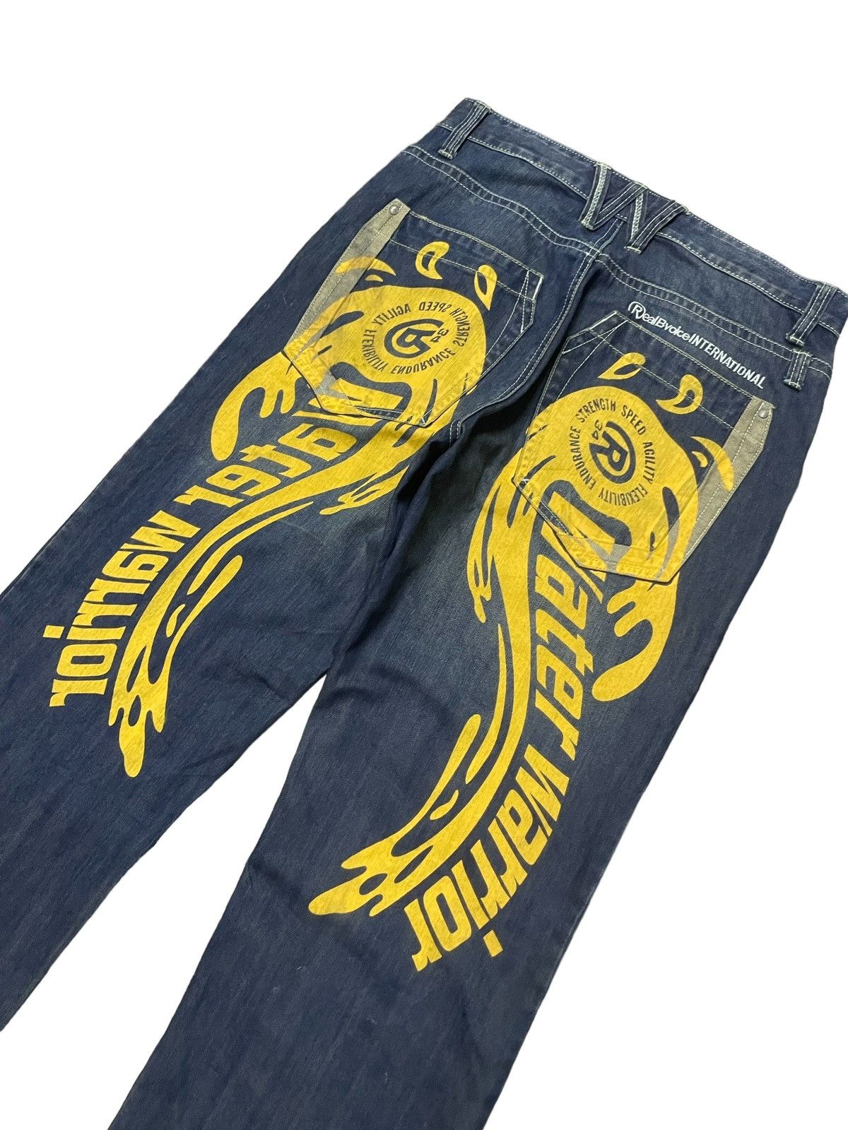 KOJIMA GENES Evisu Style Real Bvoice Daicock Print Baggy Jeans Button fly Size US 34 / EU 50 - 4 Thumbnail