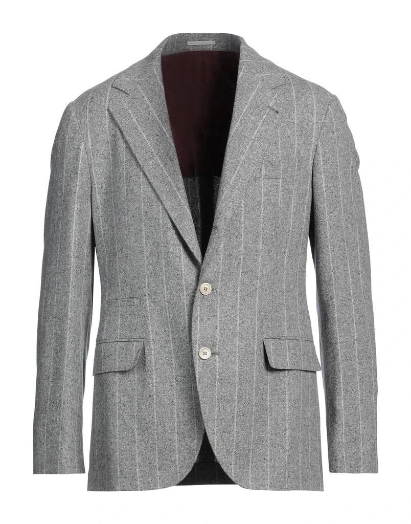 Brunello Cucinelli o1y0526 Single-breasted Blazer in Gray/White Size US XL / EU 56 / 4 - 1 Thumbnail
