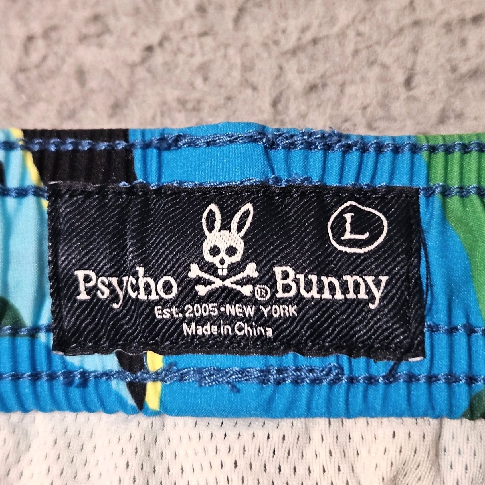 Psycho Bunny Psycho Bunny Mens Large Blue Swim Trunks Shorts Tropical Print Drawstring Lined Size US 33 - 4 Thumbnail