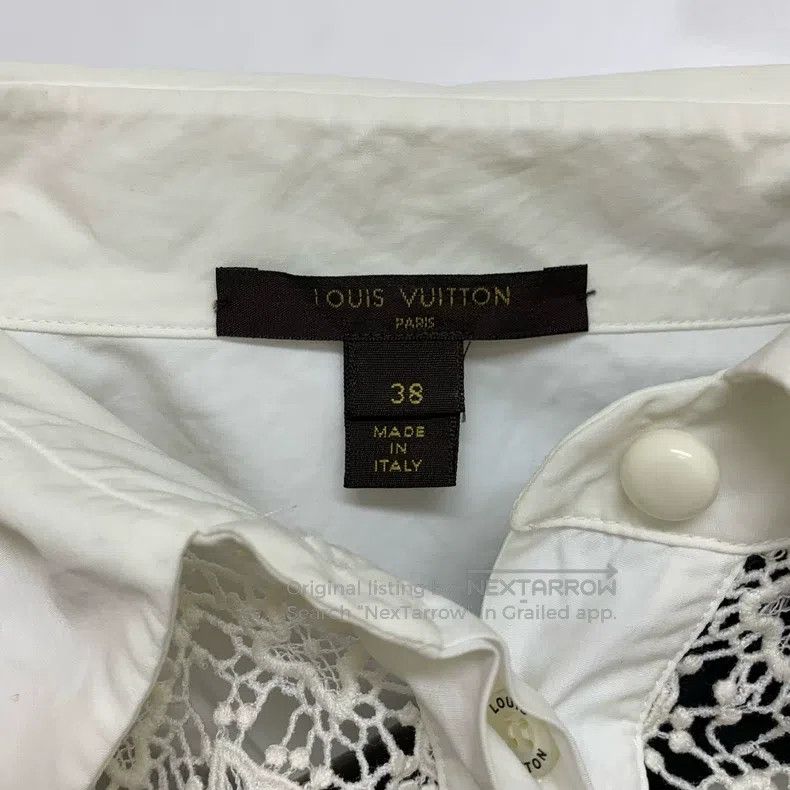 Louis Vuitton Louis Vuitton White Lace Short Sleeve Shirt Size XS / US 0-2 / IT 36-38 - 3 Thumbnail