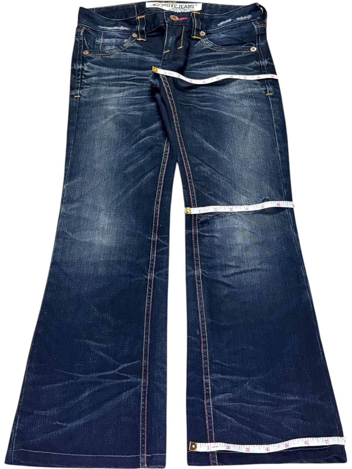 Japanese Brand Vintage Japanese Brand Mud Wash Distressed Flare Jeans Size 29" - 15 Thumbnail