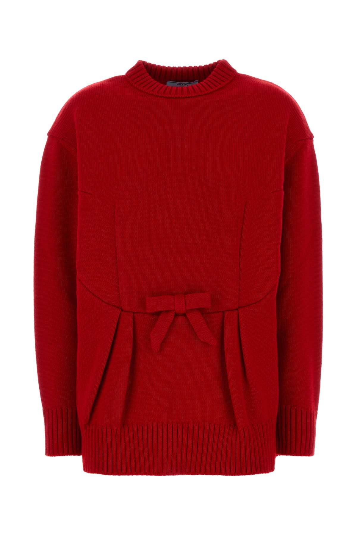 Prada Red Wool Oversize Sweater Size XS / US 0-2 / IT 36-38 - 1 Thumbnail