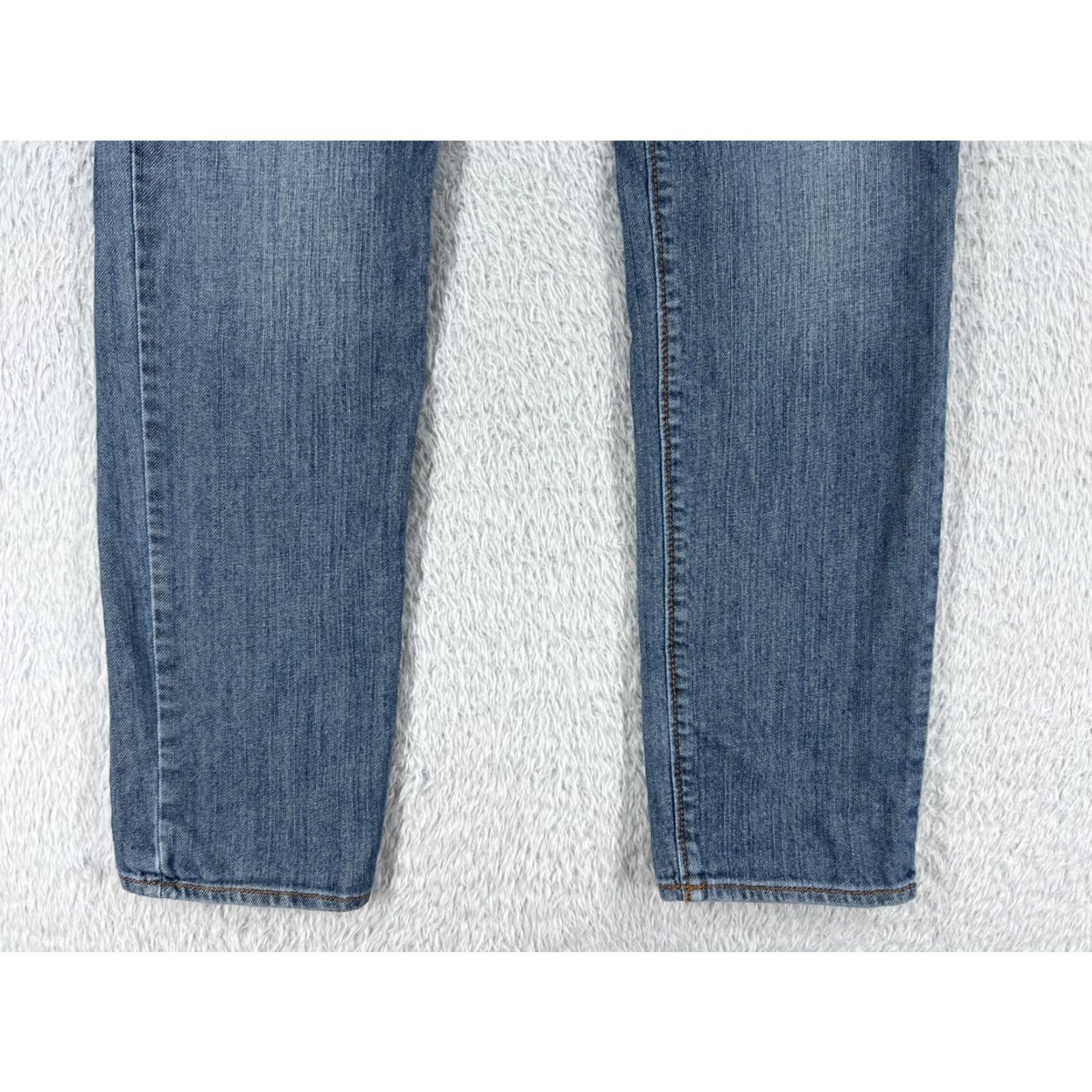 Denime Bullhead Jeans Womens Blue Denim Super Skinny Low Rise 28x30 Cotton Blend 7 Regular Stretch Distressed Embroidered Zipper 5-Pocket Design Pants Size 28" / US 6 / IT 42 - 2 Thumbnail