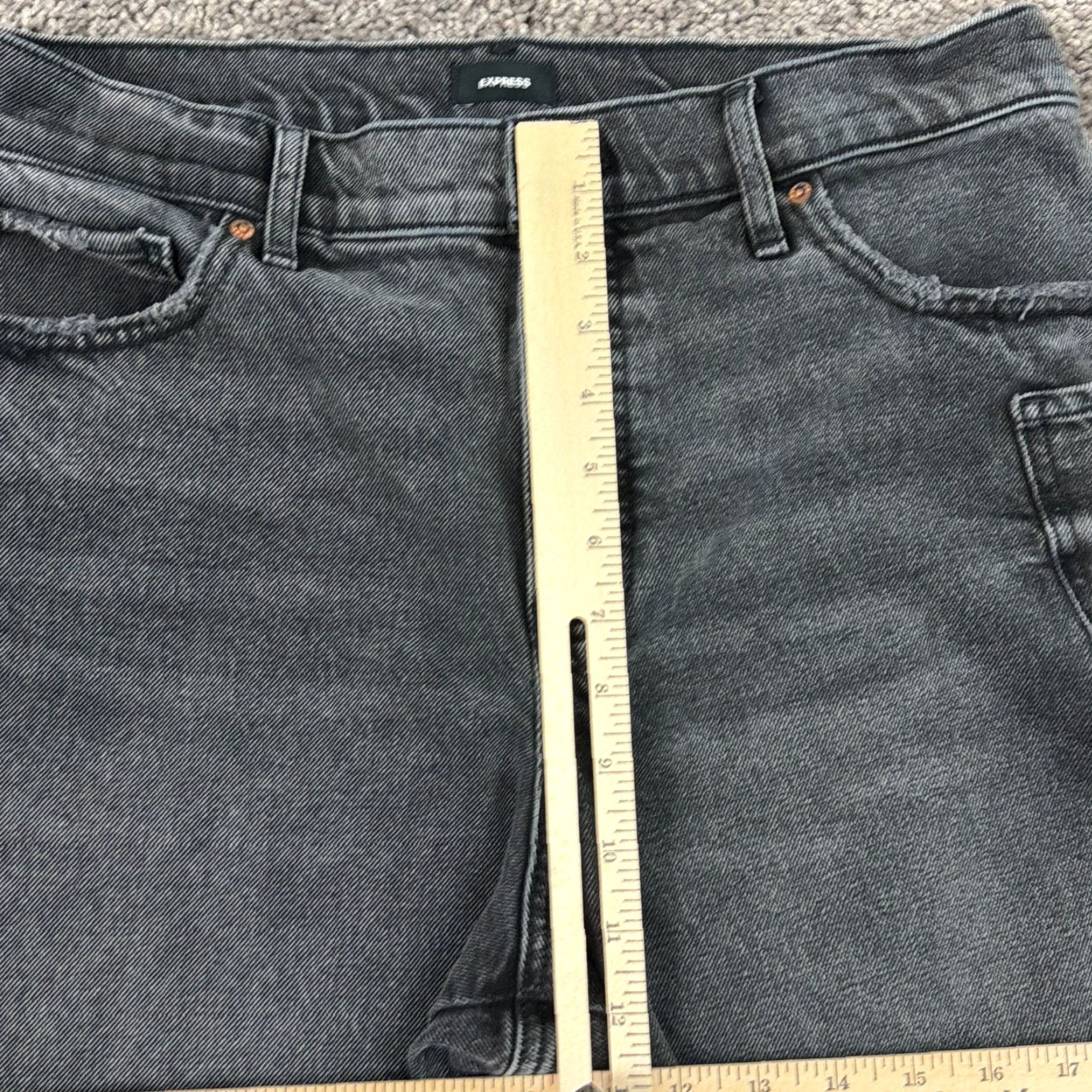 Express Express Jeans Womens 12 Black Straight Leg High Rise Stretch Denim Modern 31x29 Size 34" / US 12 / IT 48 - 4 Thumbnail
