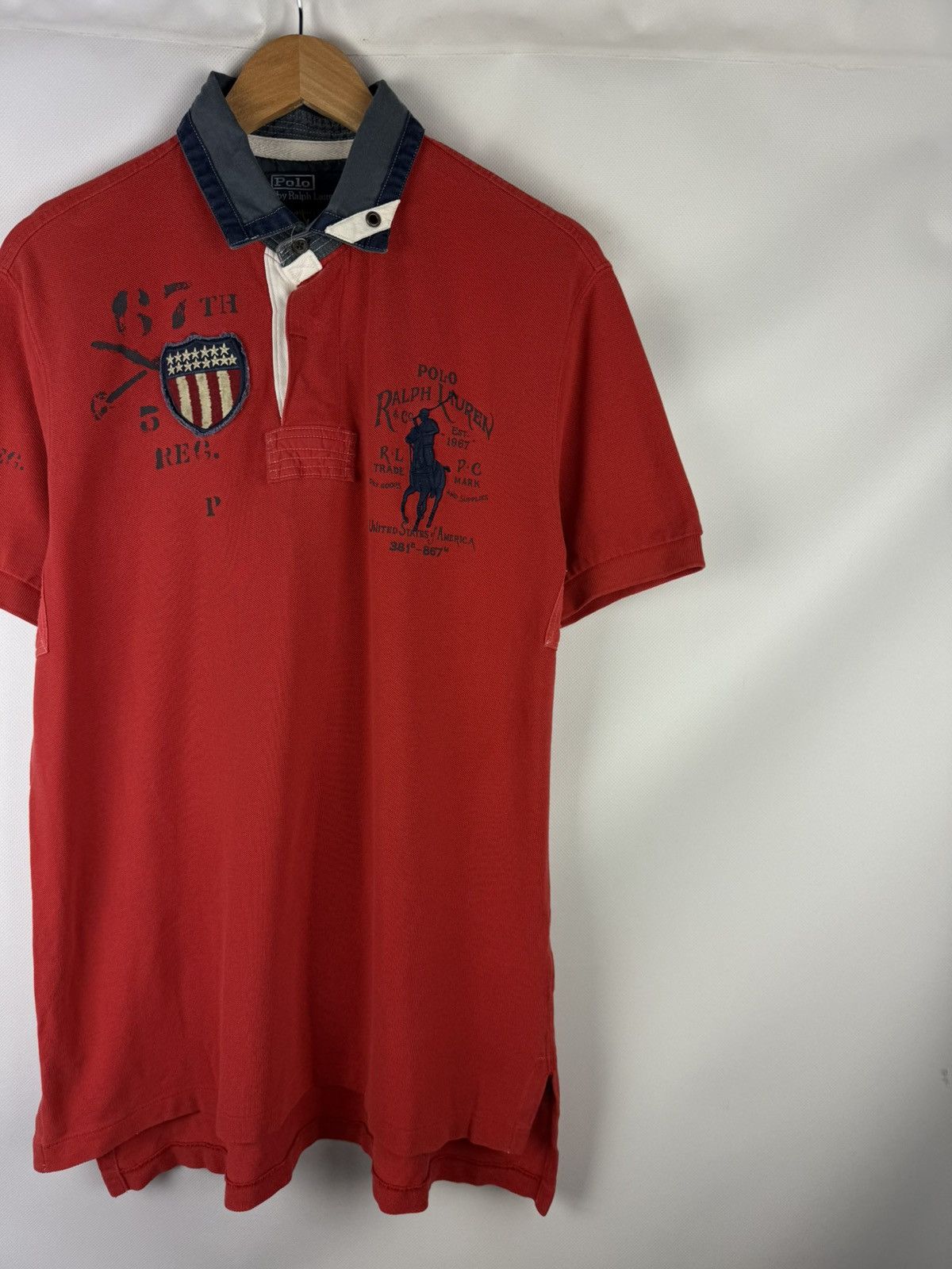 Polo Ralph Lauren Polo By Ralph Lauren Vintage Men USA Flag Logo Polo T Shirt Size US L / EU 52-54 / 3 - 3 Thumbnail