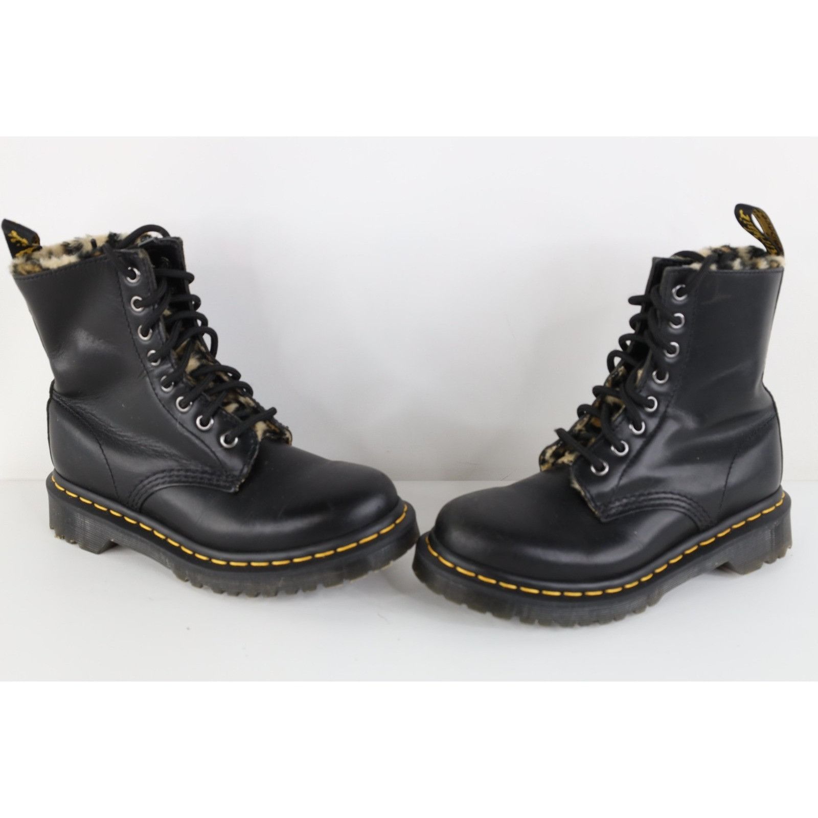 Dr. Martens Vintage 90s Dr Martens Doc Martens Leopard Fur Lined Boots Size US 5 / IT 35 - 1 Thumbnail