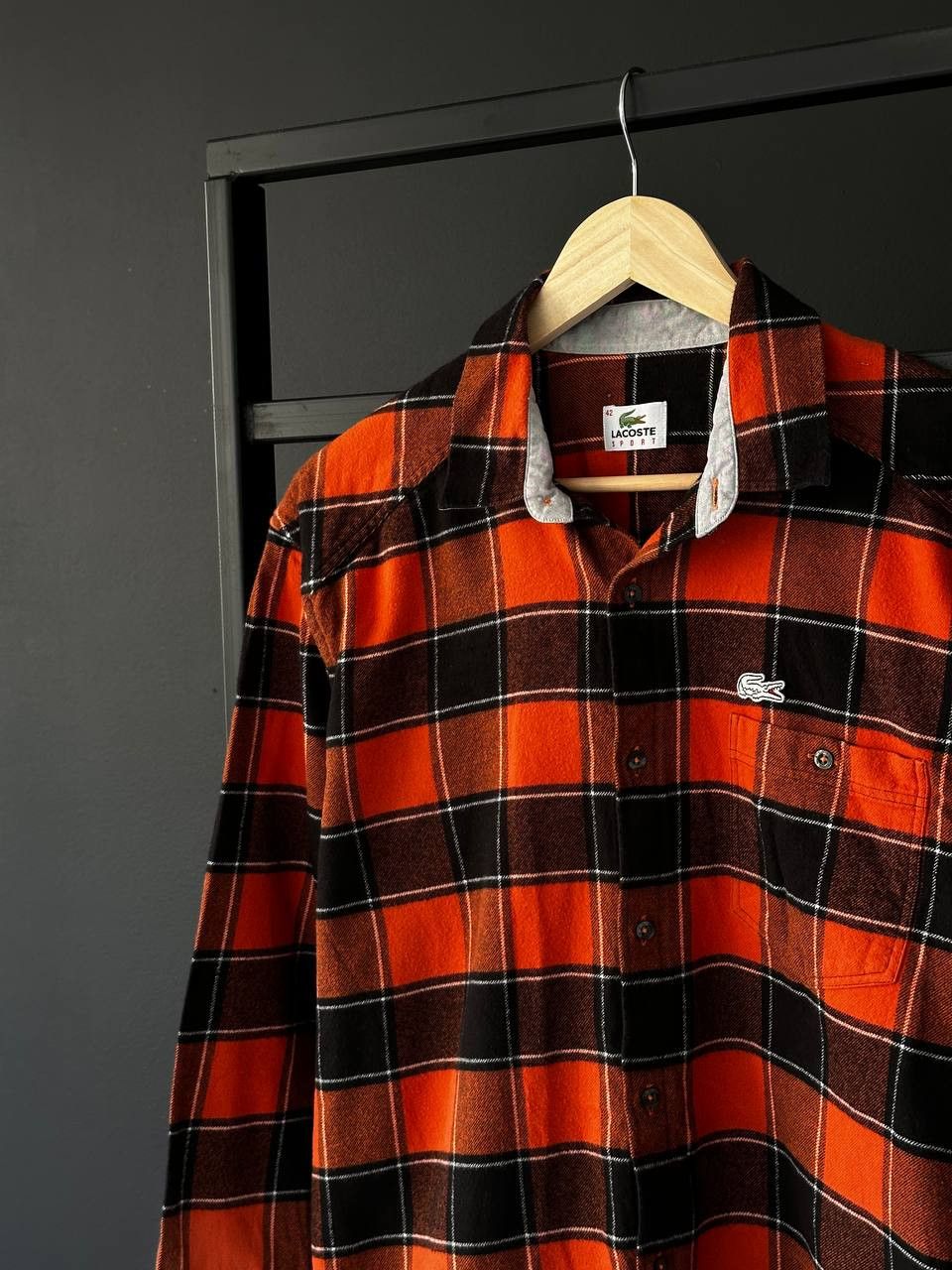 Lacoste × Vintage Lacoste Vintage Heavy Flannel Orange Shirt Size US L / EU 52-54 / 3 - 3 Thumbnail