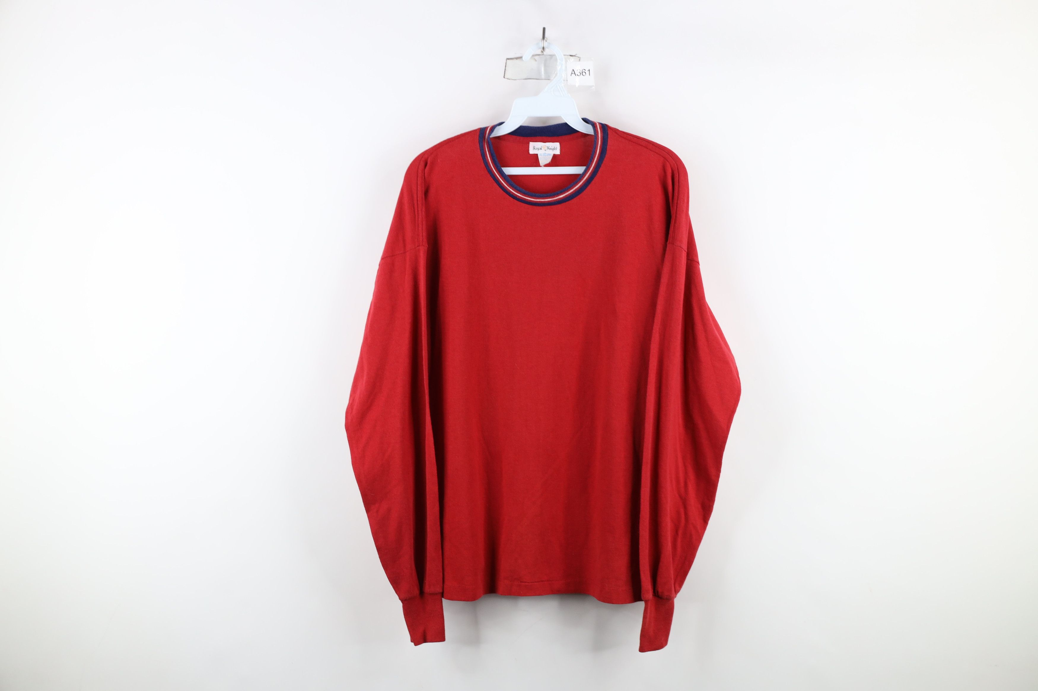 Vintage Vintage 70s Streetwear Blank Long Sleeve T-Shirt Red USA Size US XL / EU 56 / 4 - 1 Thumbnail