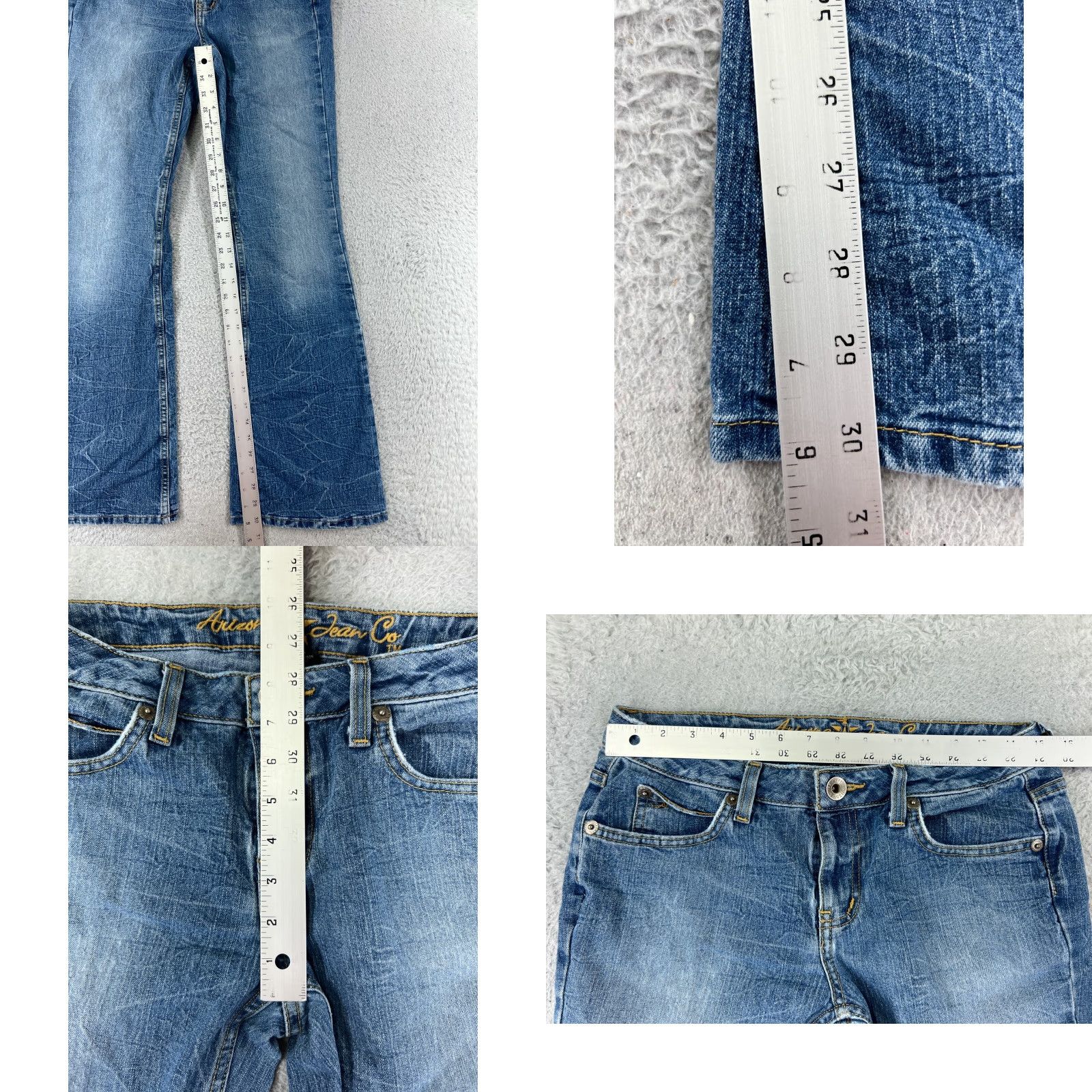 Lee Lee Jeans Bootcut Womens 12 Blue Denim Embroidered Cotton Blend Regular Inseam 29" 5-Pocket Designer Cowboy Southwestern American Small details Size 34" / US 12 / IT 48 - 8 Thumbnail