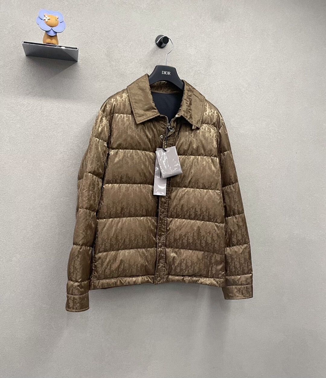 Dior dior logo print puffer jacket in champagne brown Size US L / EU 52-54 / 3 - 3 Thumbnail