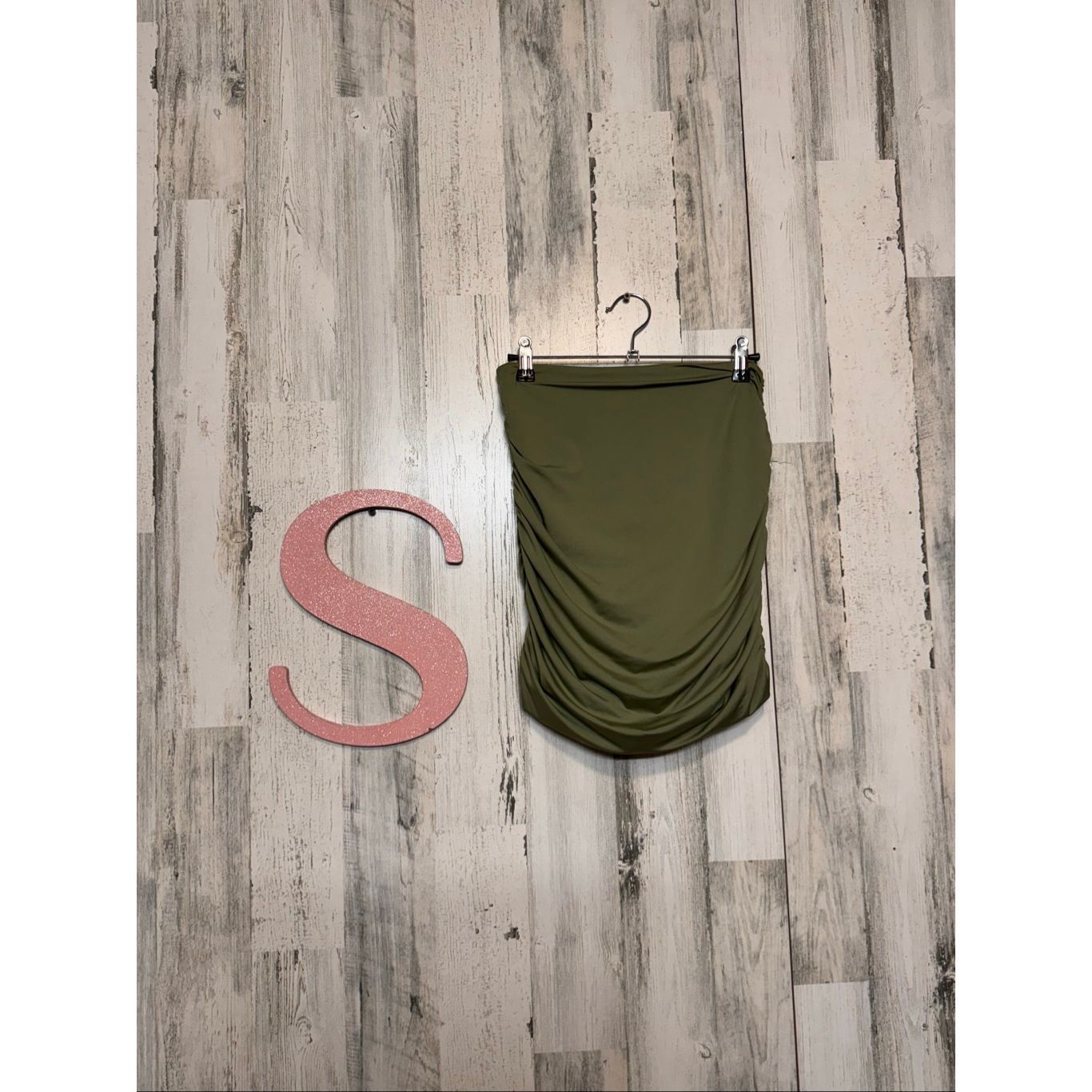Other Olive Green Ruched Crop Top & Skirt Set Size Small 2-Piece M Size 27" / US 4 / IT 40 - 10 Thumbnail