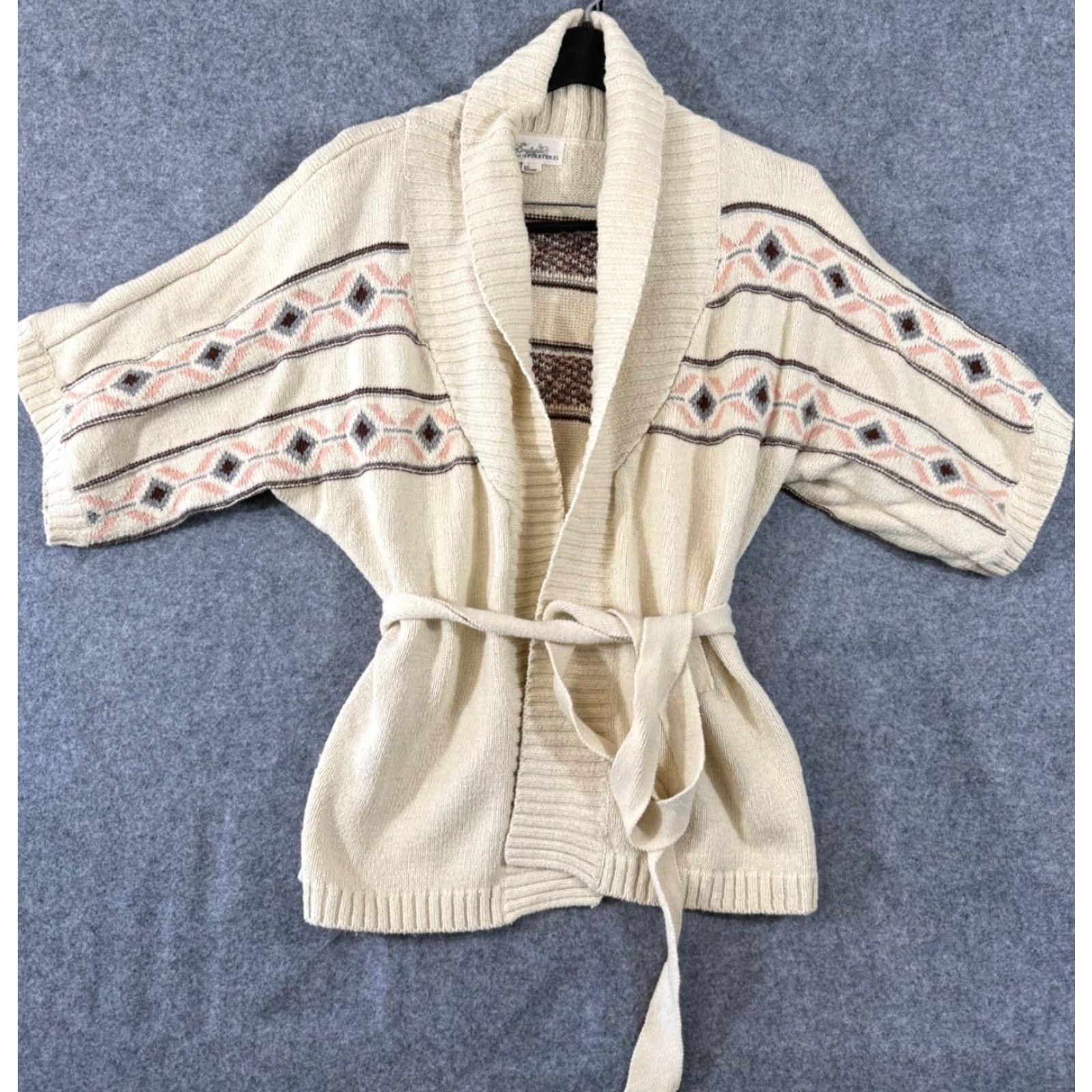Forever 21 FOREVER 21 Sweater Cardigan Aztec Open Front Belted Ivory S Womens Micro﻿-Knit Knit Open Front Cardigan Black? Size S / US 4 / IT 40 - 2 Thumbnail