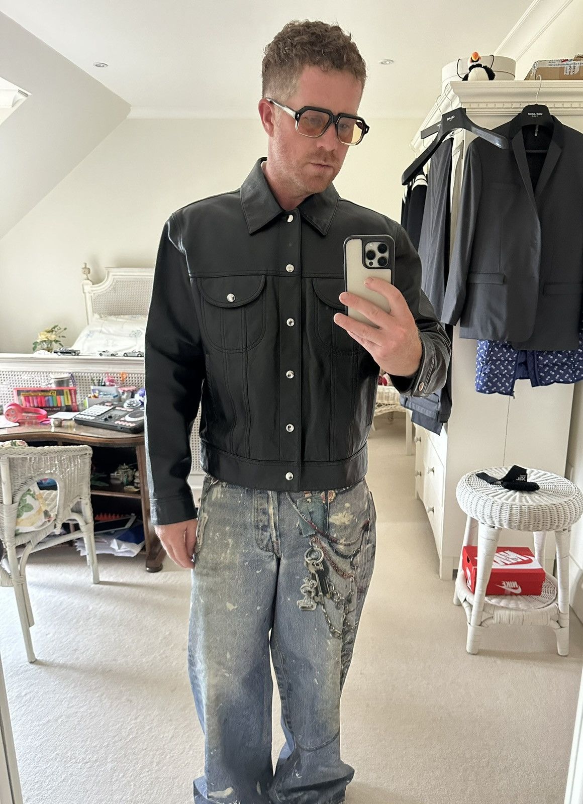 Celine Celine x Hedi leather trucker jacket 50 BNWT Hedi Slimane Size US M / EU 48-50 / 2 - 5 Thumbnail